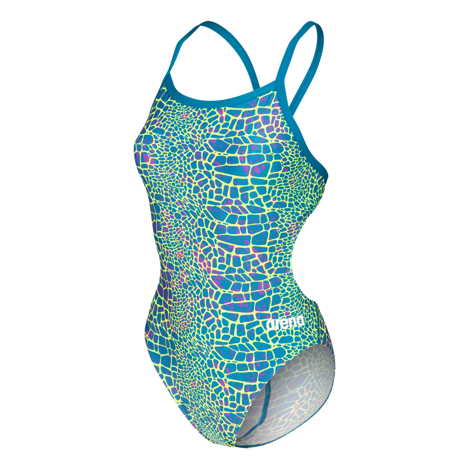 Image of Arena W Arena Snakeskin Swimsuit Challenge Back Badeanzug Damen, blau, Grösse: D 34