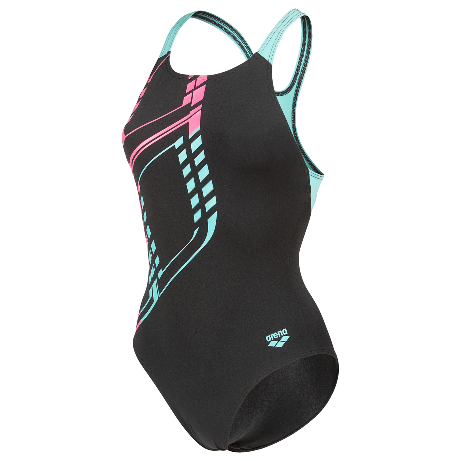 Image of Arena W Arena Graphic Swimsuit Swim Pro L Badeanzug Damen, schwarz, Grösse: D 34