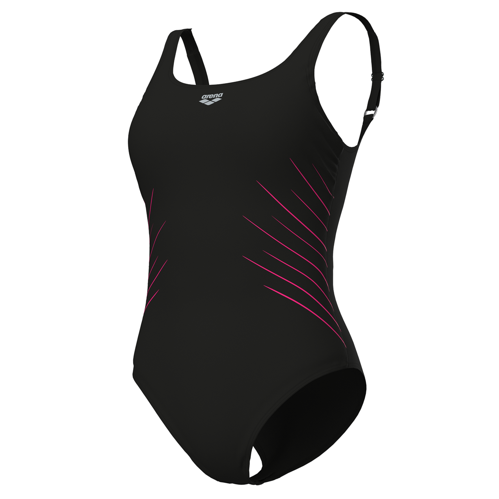 Arena W Arena Isa Swimsuit Squared Back C Cup Figurformender Badeanzug Damen, schwarz, Grösse: D 48