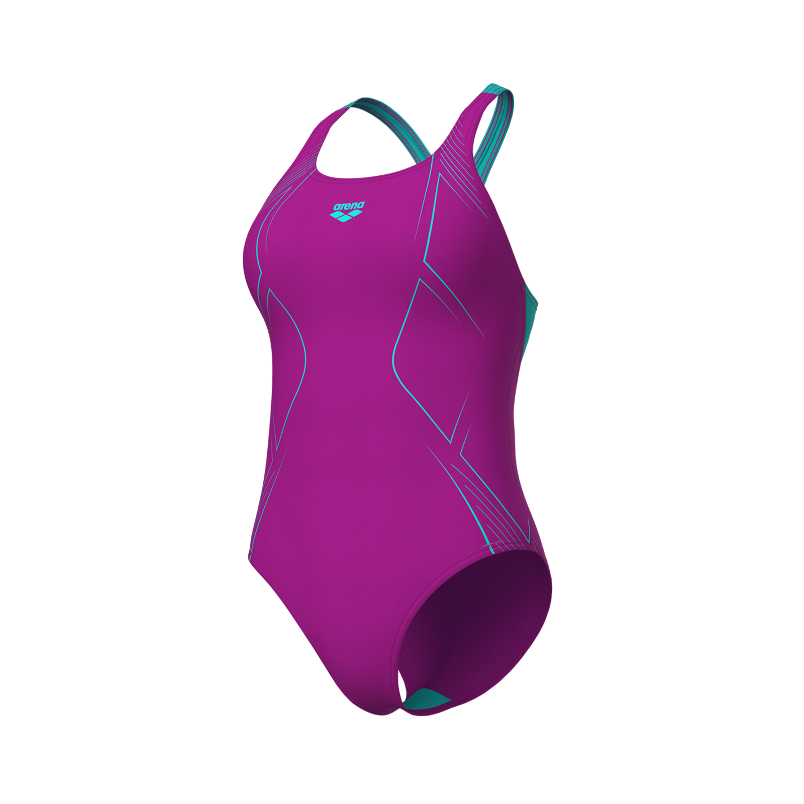 Arena W Arena Graphic Swimsuit Swim Pro Back Lb Badeanzug Damen, violett, Grösse: D 46