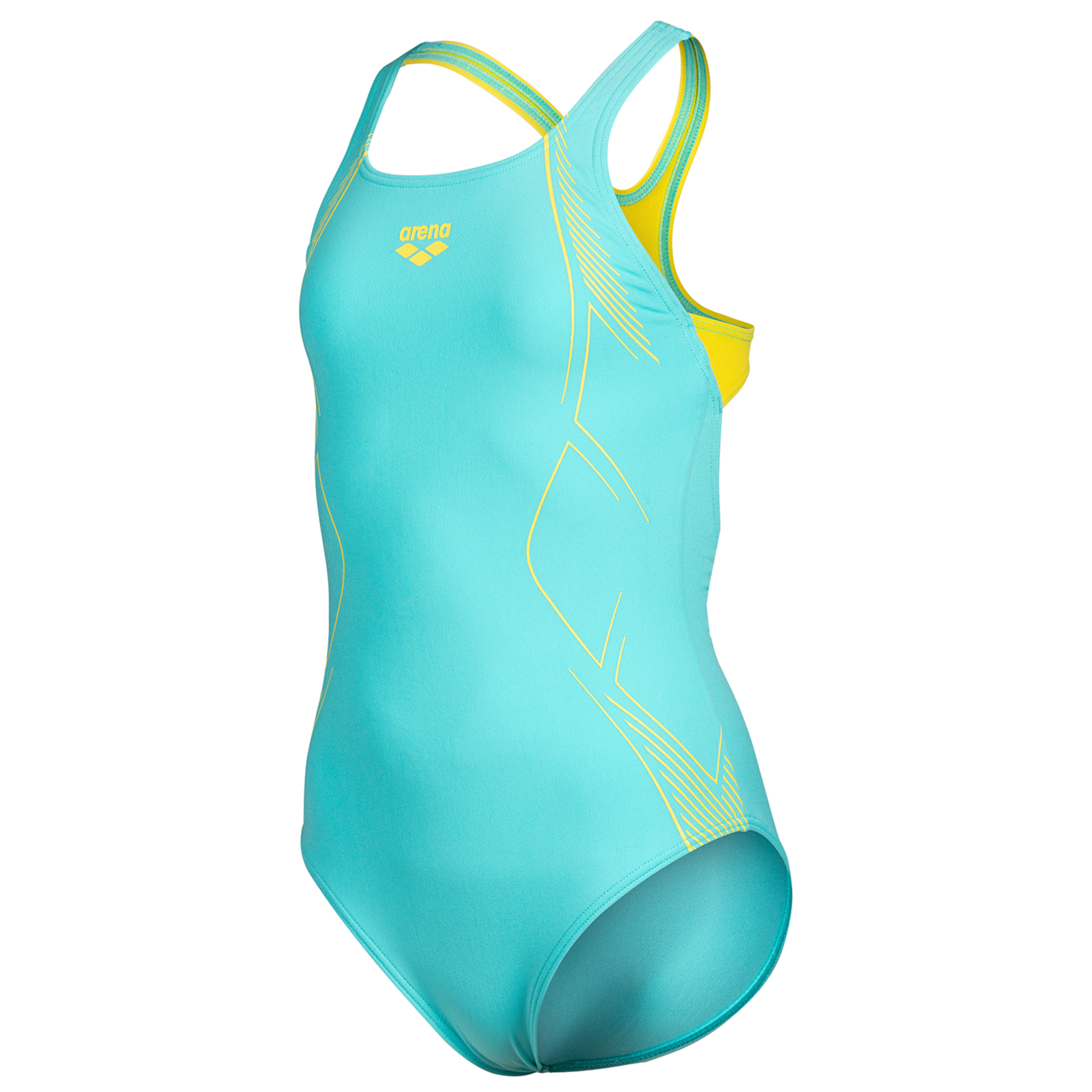 Arena G Arena Graphic Swimsuit Swim Pro Back Badeanzug Mädchen, blau, Grösse: 140