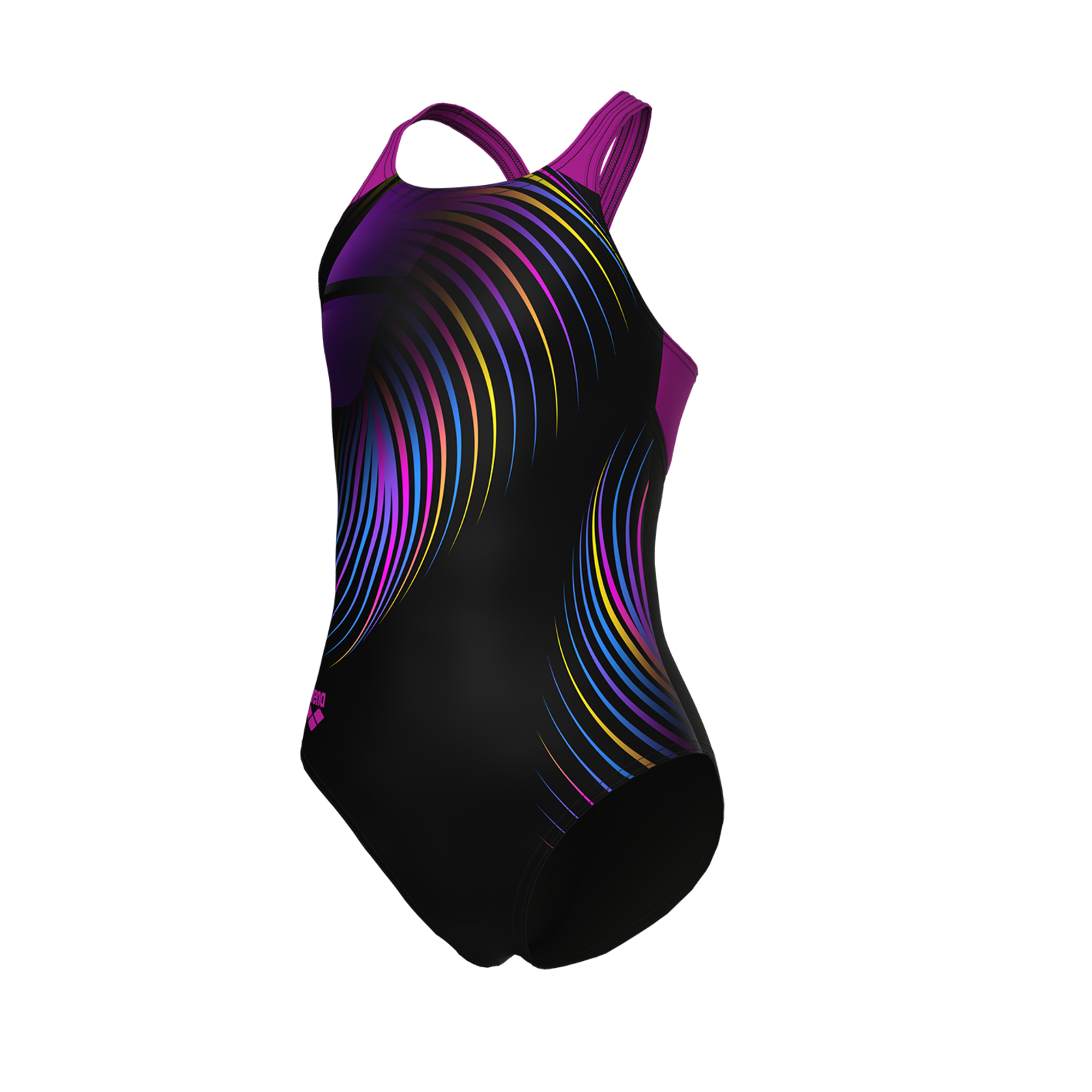 Arena G Arena Pinwheel Swimsuit V Back Badeanzug Mädchen, schwarz, Grösse: 164