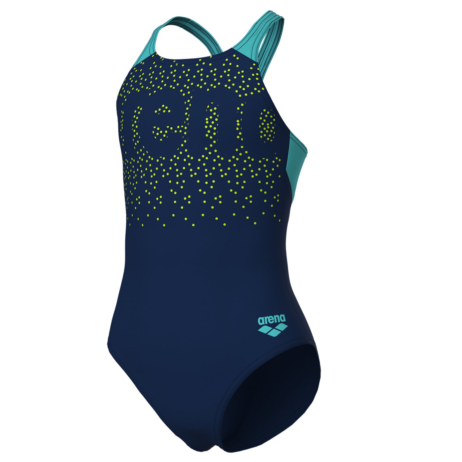 Arena G Arena Painterly Swimsuit V Back Badeanzug Mädchen, blau, Grösse: 116