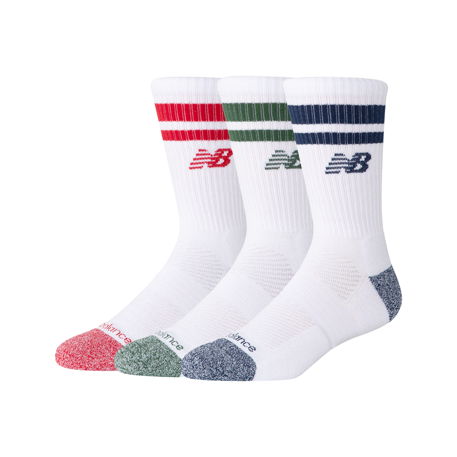 New Balance New Balance Active Lifestyle Striped Crew Socks 3 Pack unisex, mehrfarbig, Grösse: XL  unisex, mehrfarbig, Grösse: XL