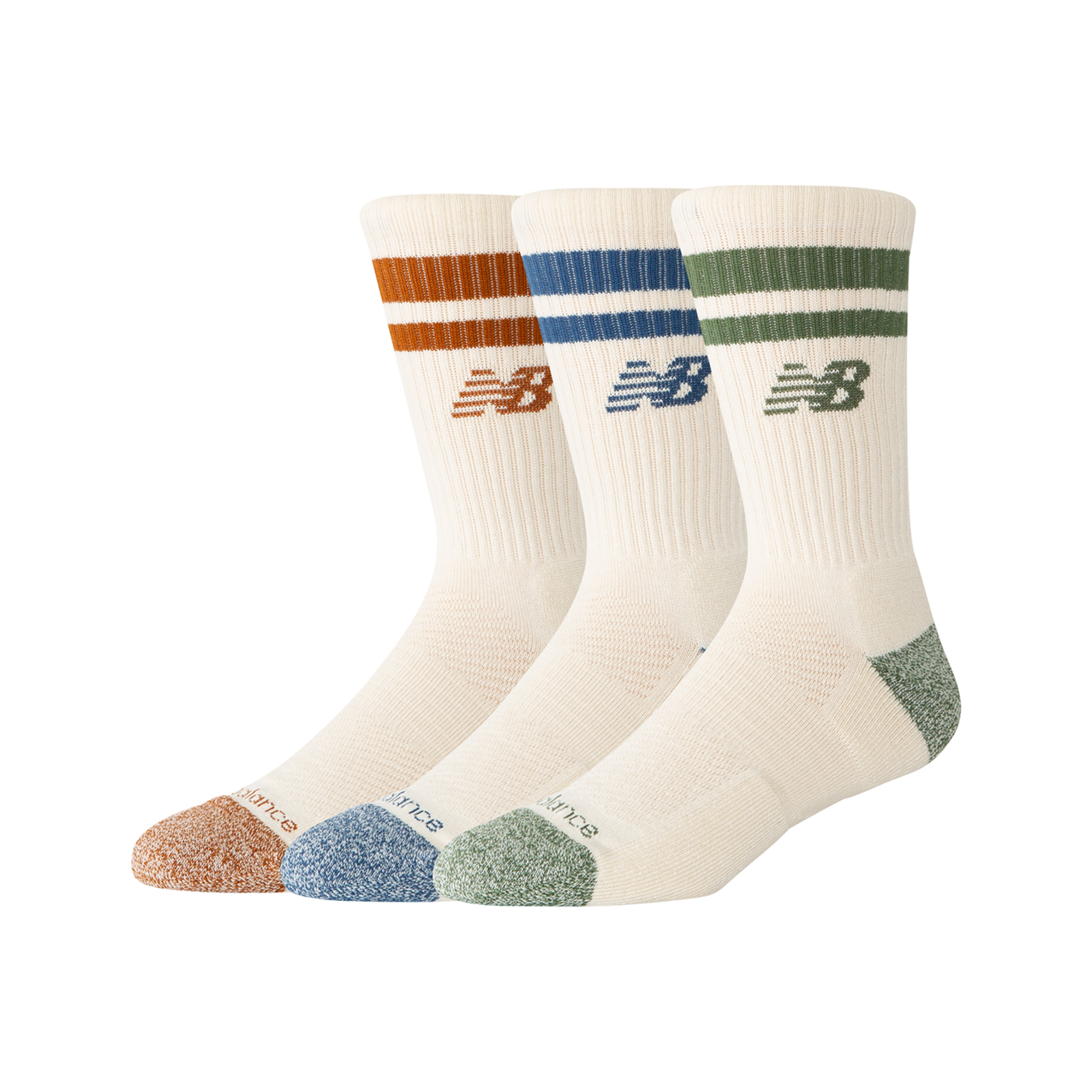 New Balance Active Lifestyle Striped Crew Socks 3 Pack  Unisex, mehrfarbig, Grösse: XL