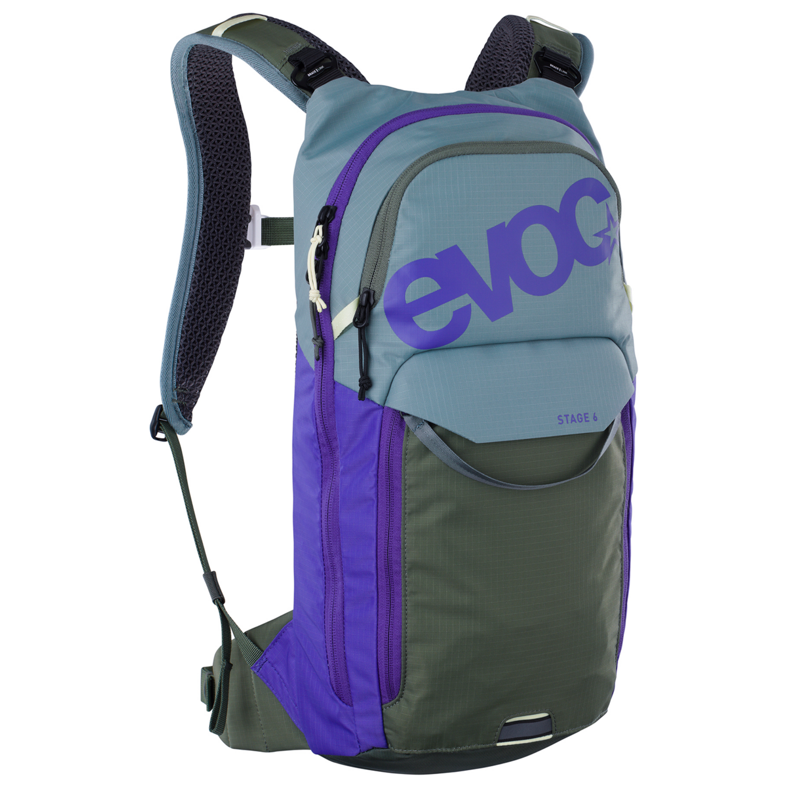 Evoc Stage 6L + 2L Bladder Fahrradrucksack violett /  steel/violet/dark olive, Grösse: one size