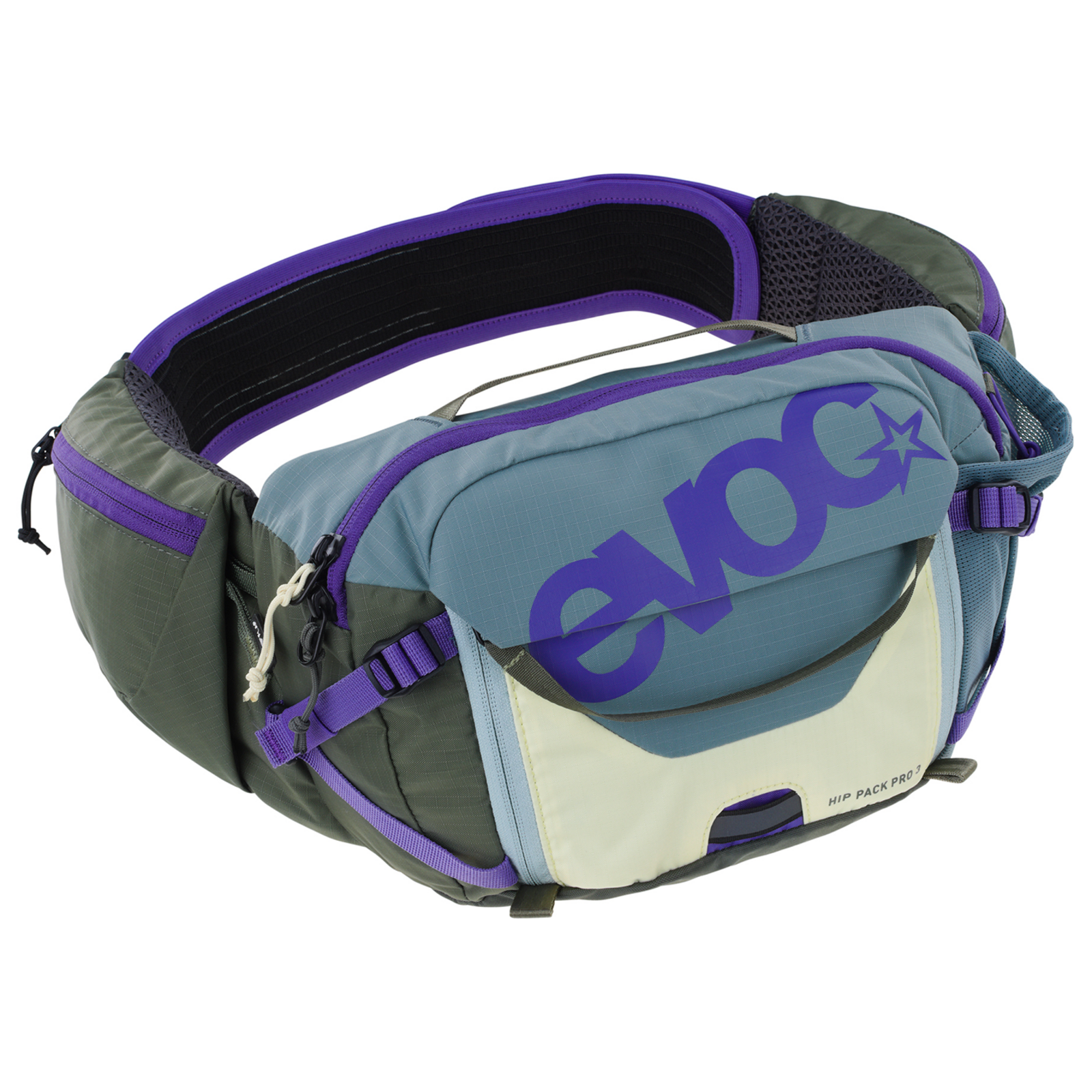 Evoc Hip Pack Pro 3L + 1,5L Bladder Hüfttasche mehrfarbig /  steel/violet/dark olive, Grösse: one size