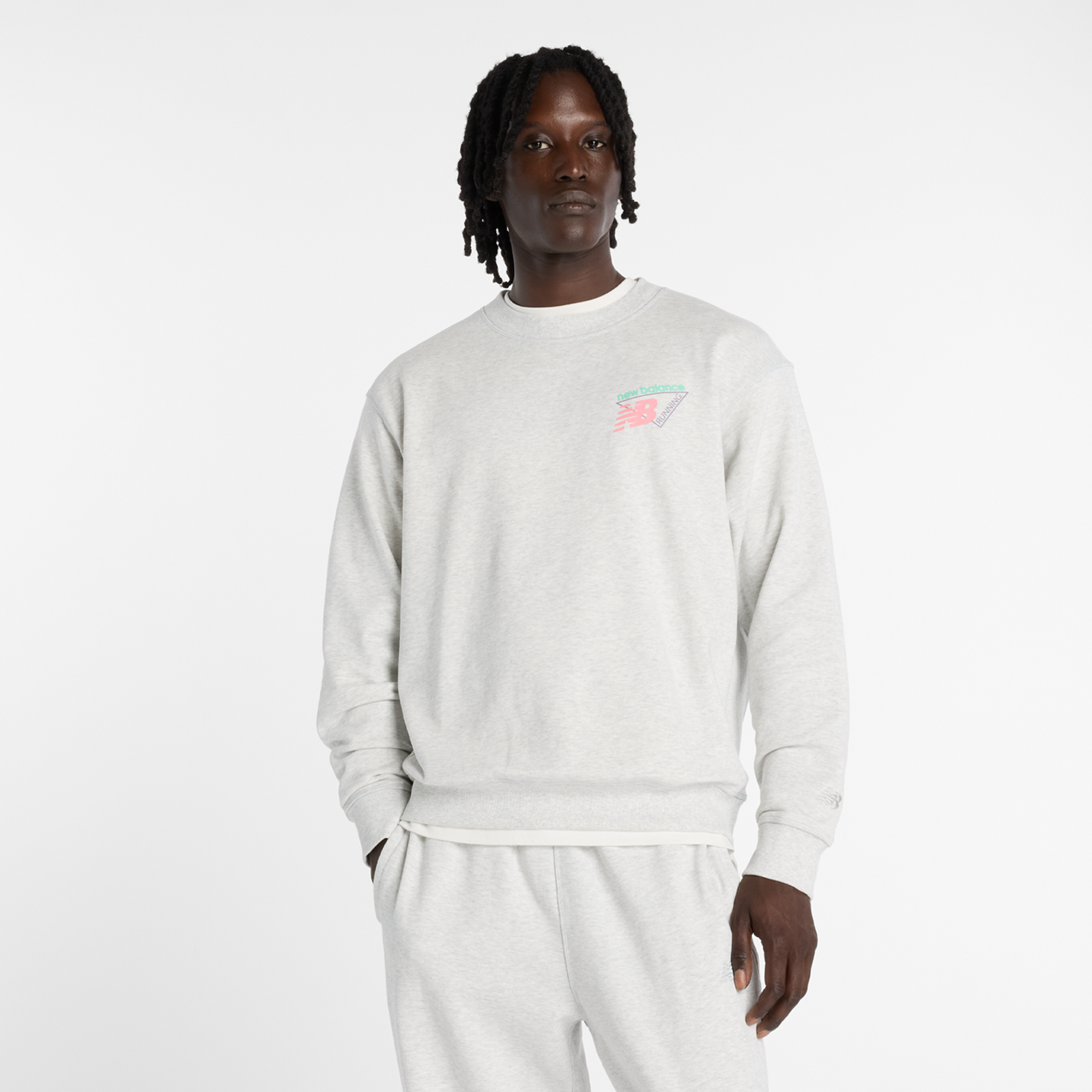 New Balance Classic Tri-Logo French Terry Crew  Herren, ash heather, Grösse: S