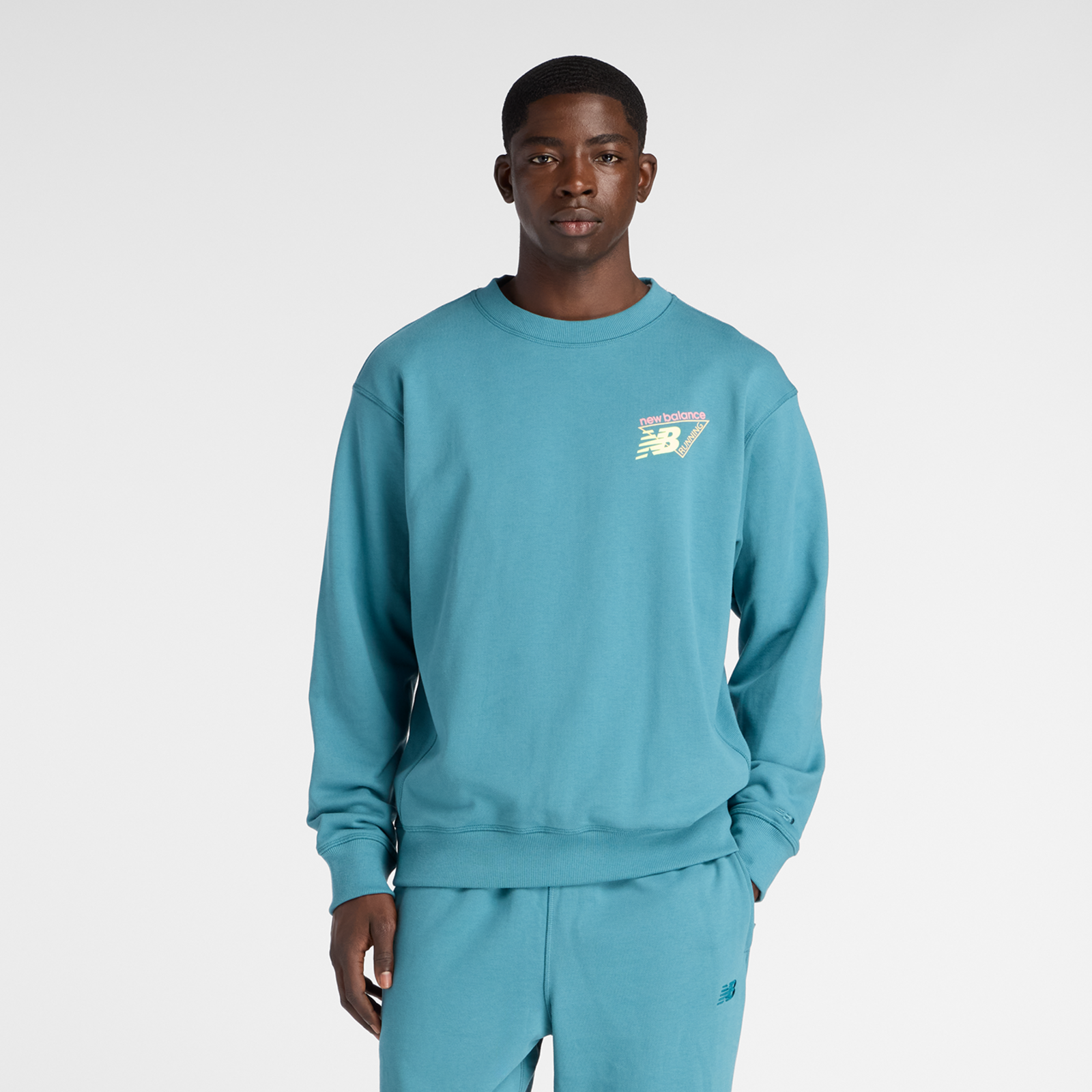 New Balance Classic Tri-Logo French Terry Crew  Herren, big teal, Grösse: S