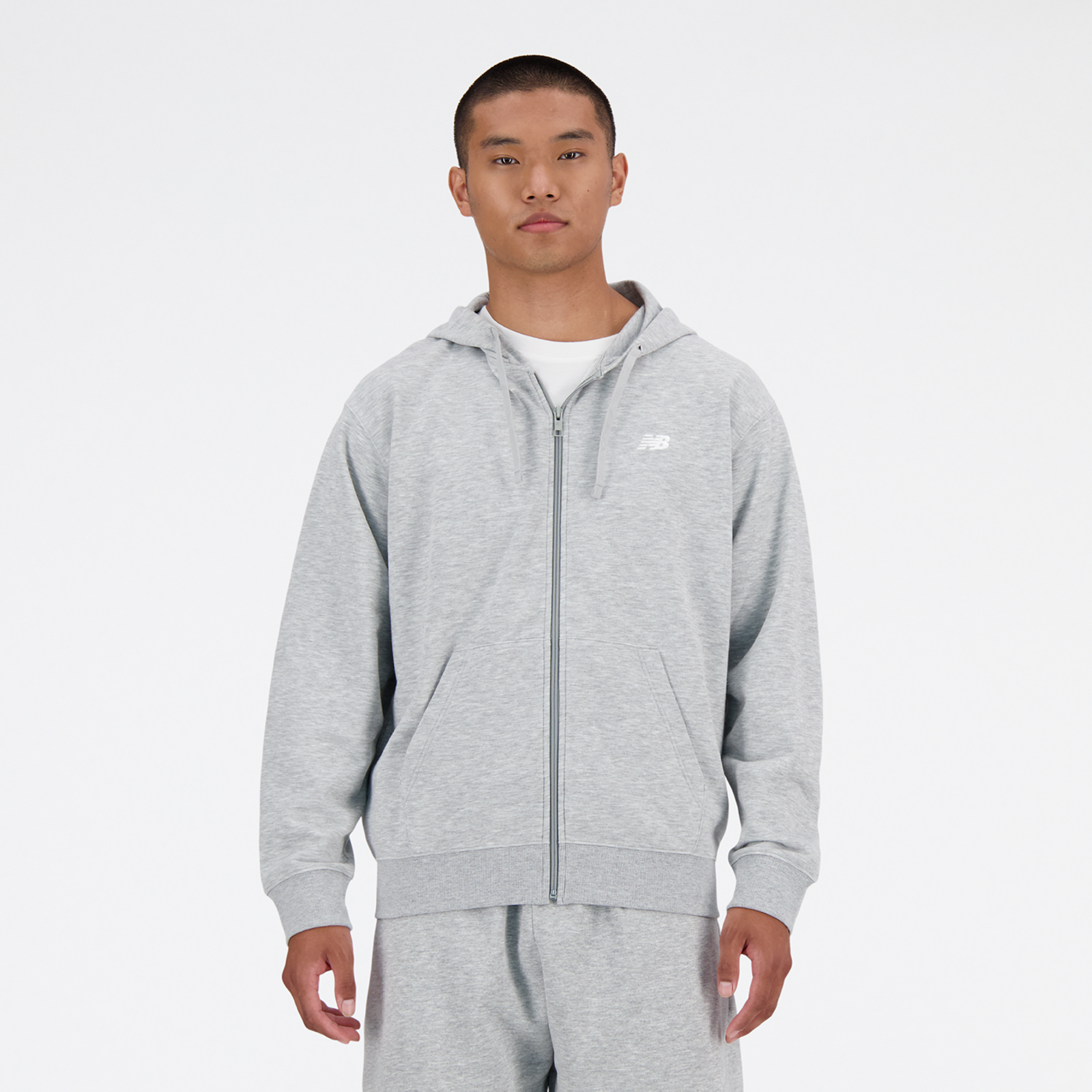New Balance New Balance Stacked Logo French Terry FZ Hoodie Relaxed Fit Herren, athletic grey, Grösse: M