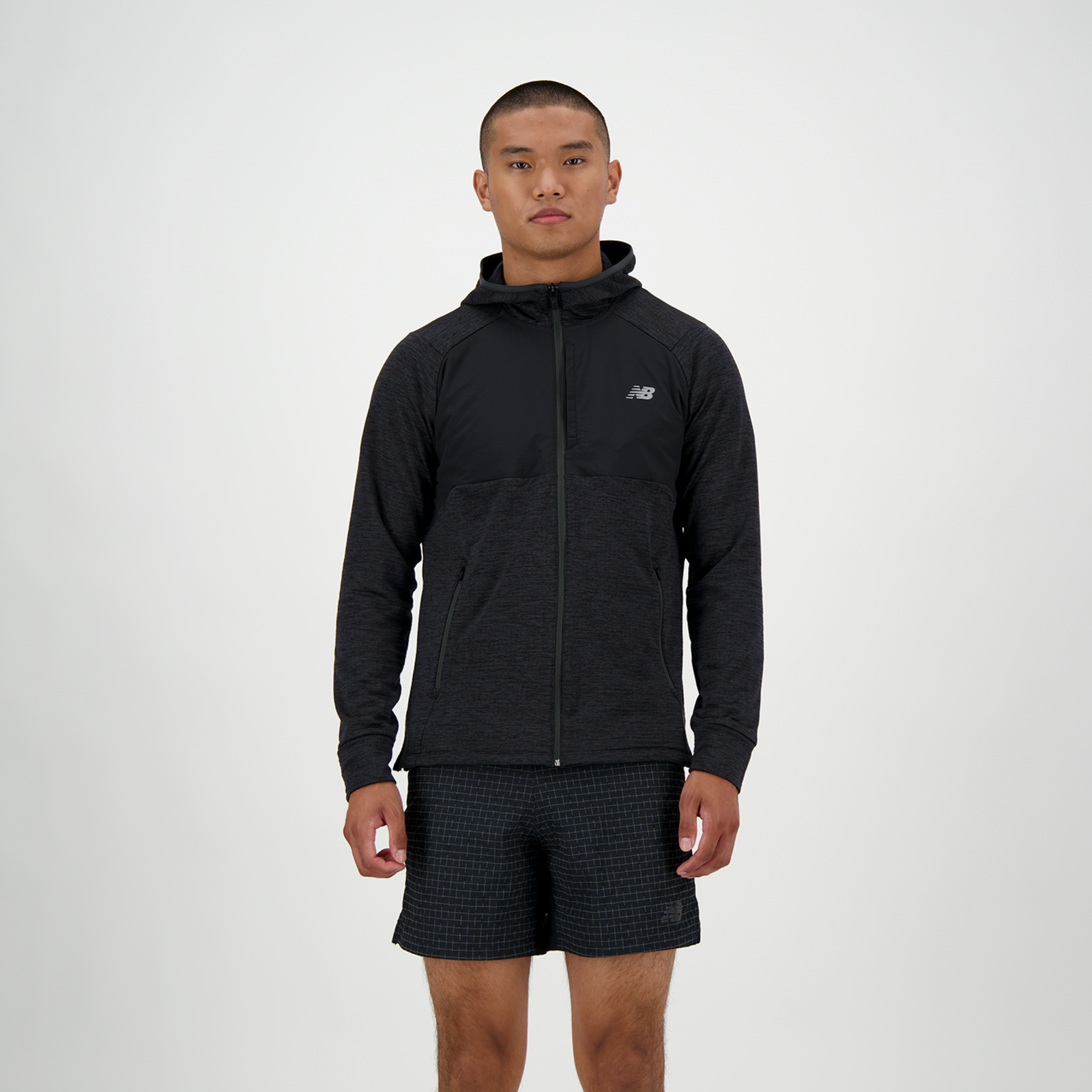 New Balance Heat Grid Hooded Full Zip Regular Fit Herren, black, Grösse: S