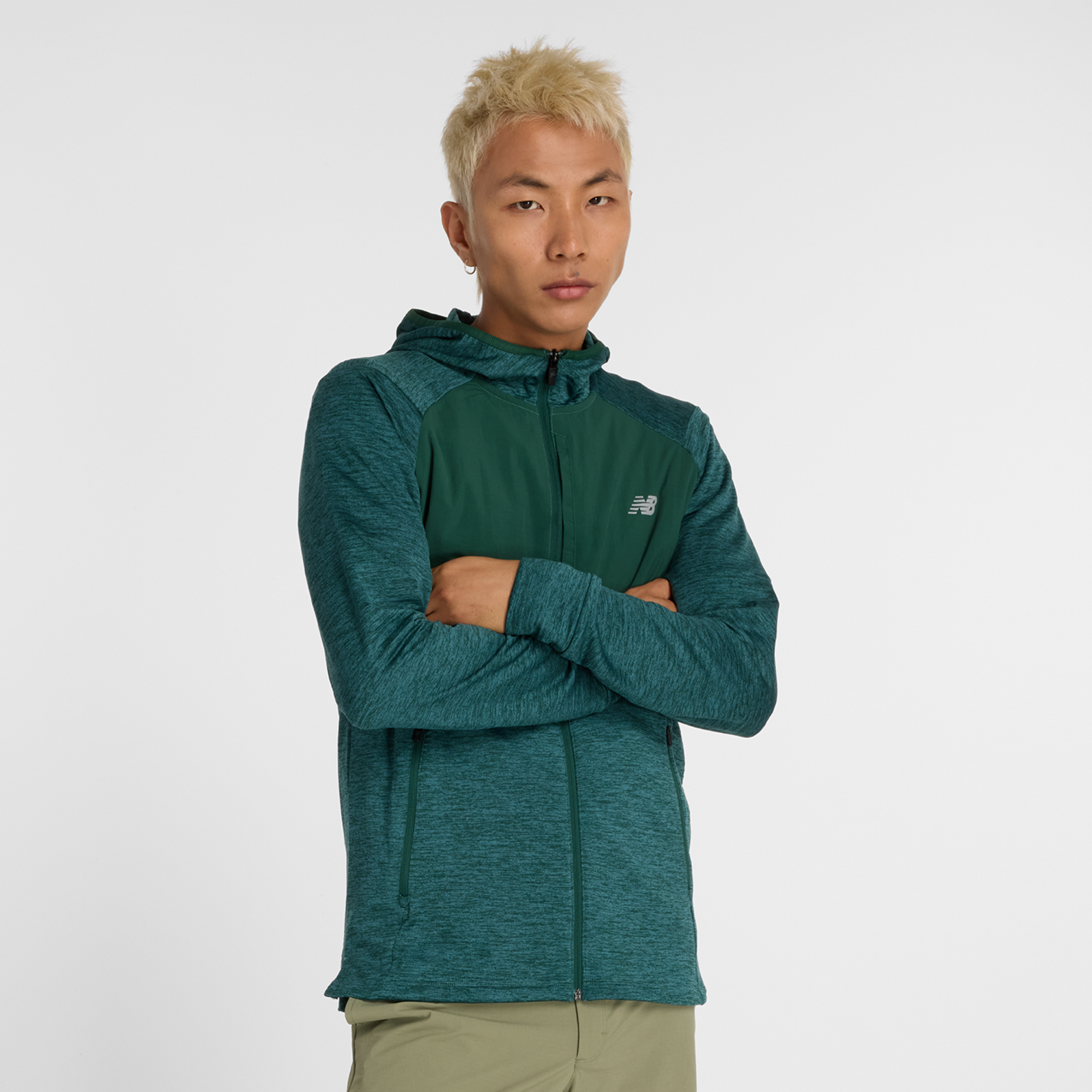 New Balance Heat Grid Hooded Full Zip Regular Fit Herren, new spruce, Grösse: S