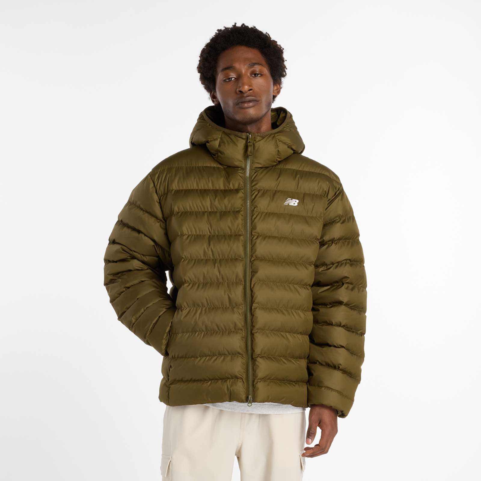 New Balance Hooded Puffer Jacket  Herren, woodland, Grösse: M