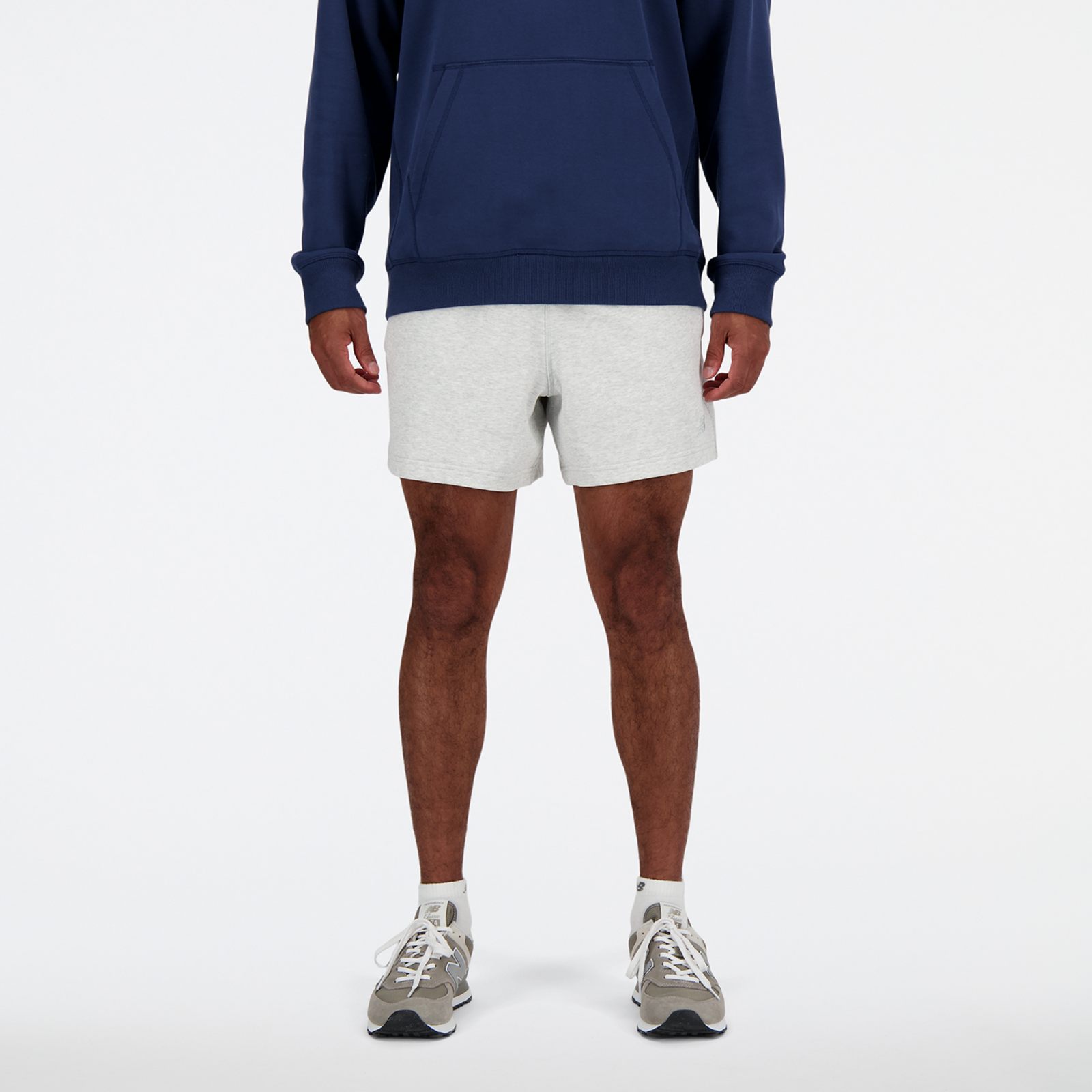 New Balance NB Athletics French Terry Short 5 Inch Relaxed Fit Herren, ash heather, Grösse: XXL