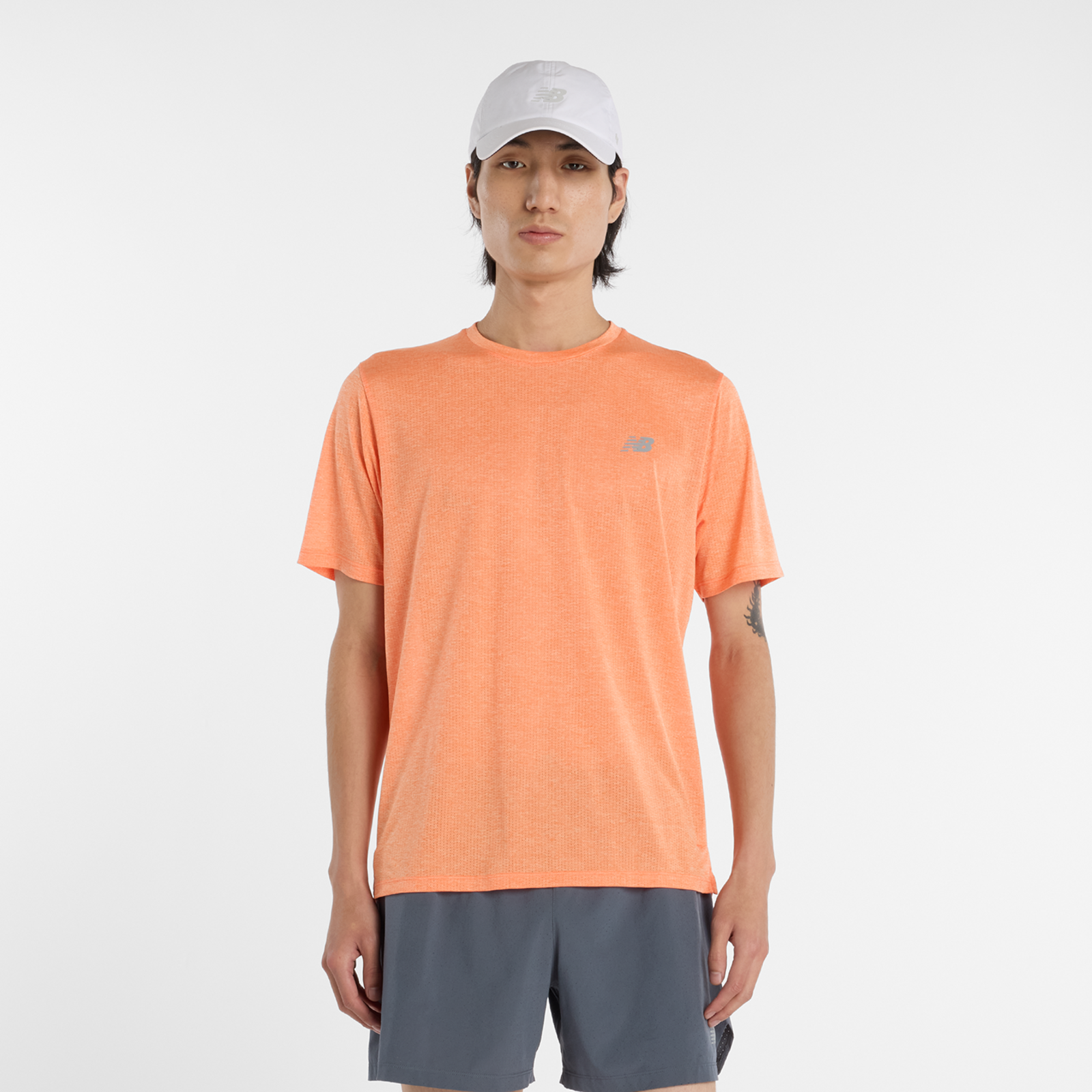 New Balance NB Athletics Run T-Shirt Regular Fit Herren, tangerine heat, Grösse: L