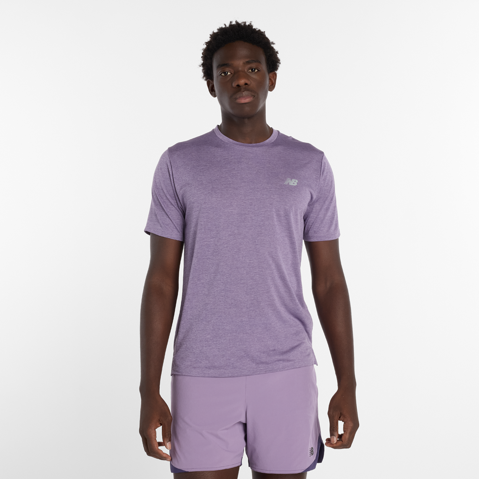 New Balance NB Athletics Run T-Shirt Regular Fit Herren, candied violet heather, Grösse: XL