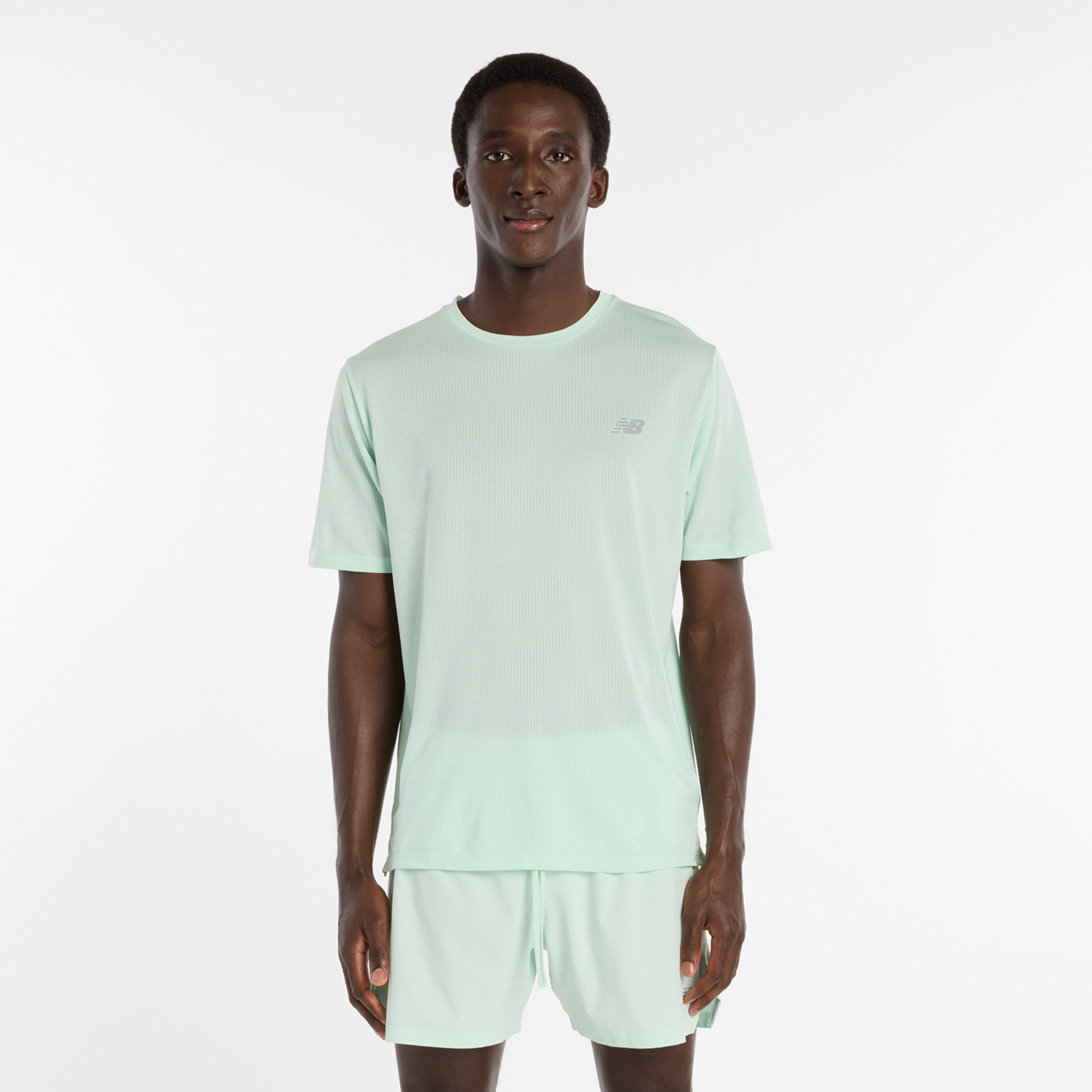 New Balance NB Athletics Run T-Shirt Regular Fit Herren, cosmic jade heather, Grösse: XXL
