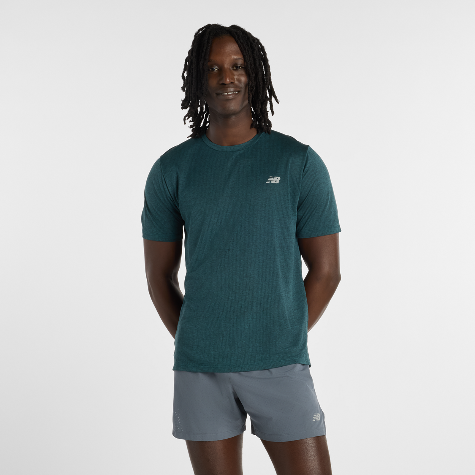 New Balance NB Athletics Run T-Shirt Regular Fit Herren, medusa green heather, Grösse: XXL