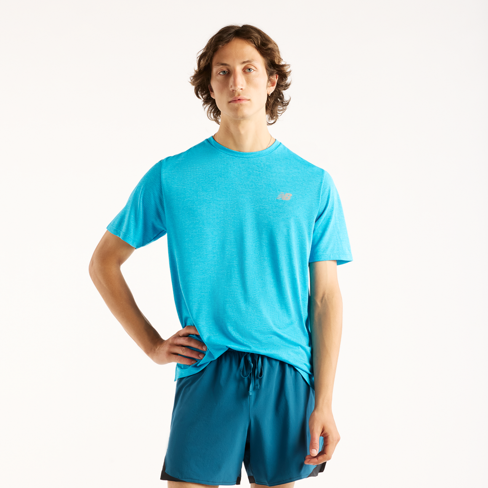 New Balance NB Athletics Run T-Shirt Regular Fit Herren, blau, Grösse: S