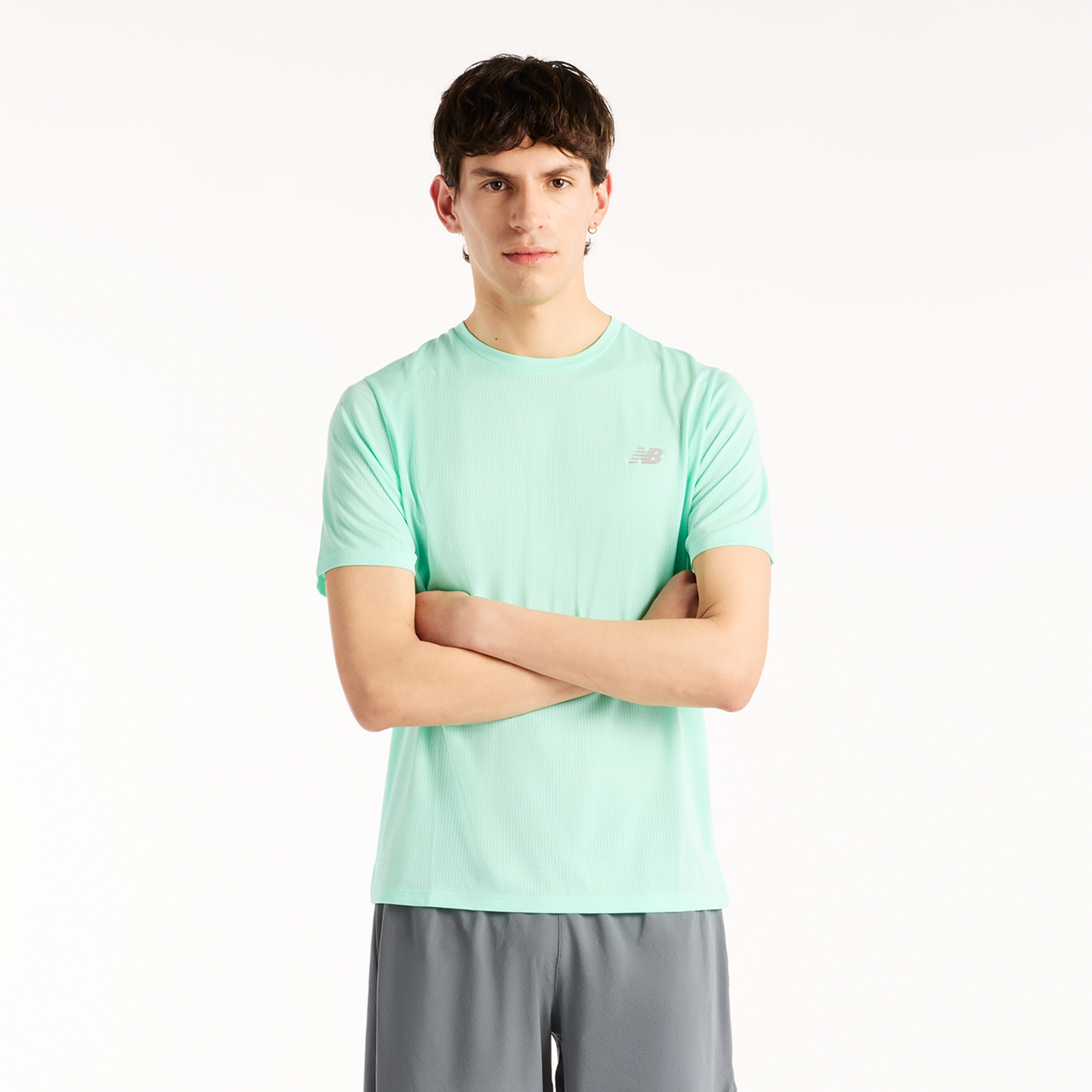 New Balance NB Athletics Run T-Shirt Regular Fit Herren, grün, Grösse: S