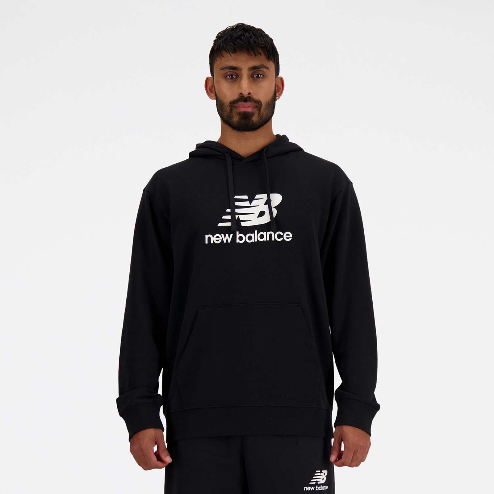 New Balance Sport Essentials Stacked Logo French Terry Hoodie Relaxed Fit Herren, black, Grösse: XXL