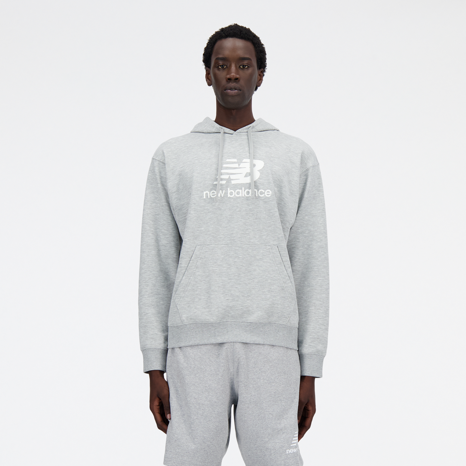 New Balance Sport Essentials Stacked Logo French Terry Hoodie Relaxed Fit Herren, athletic grey, Grösse: XXL