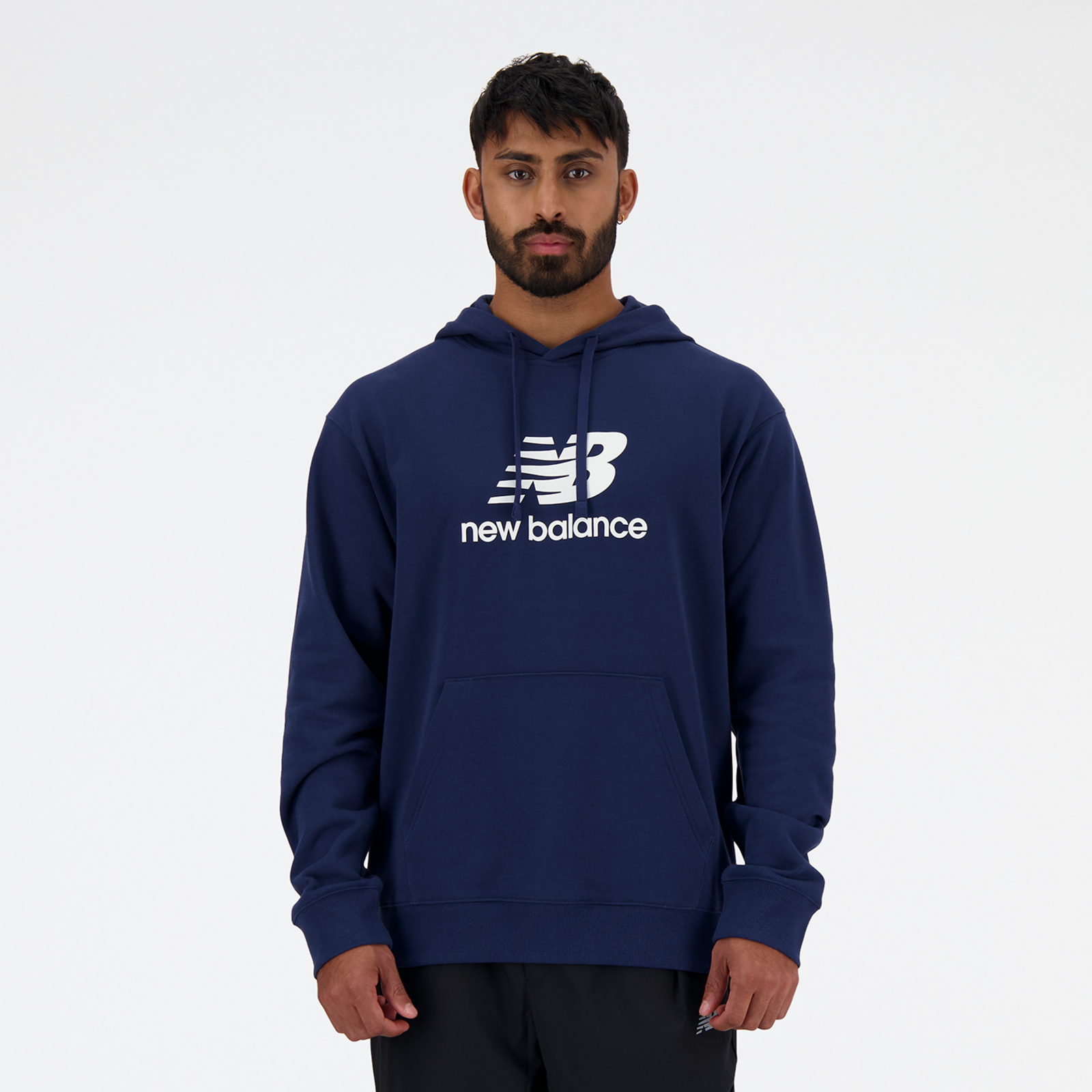 New Balance Sport Essentials Stacked Logo French Terry Hoodie Relaxed Fit Herren, nb navy, Grösse: XL