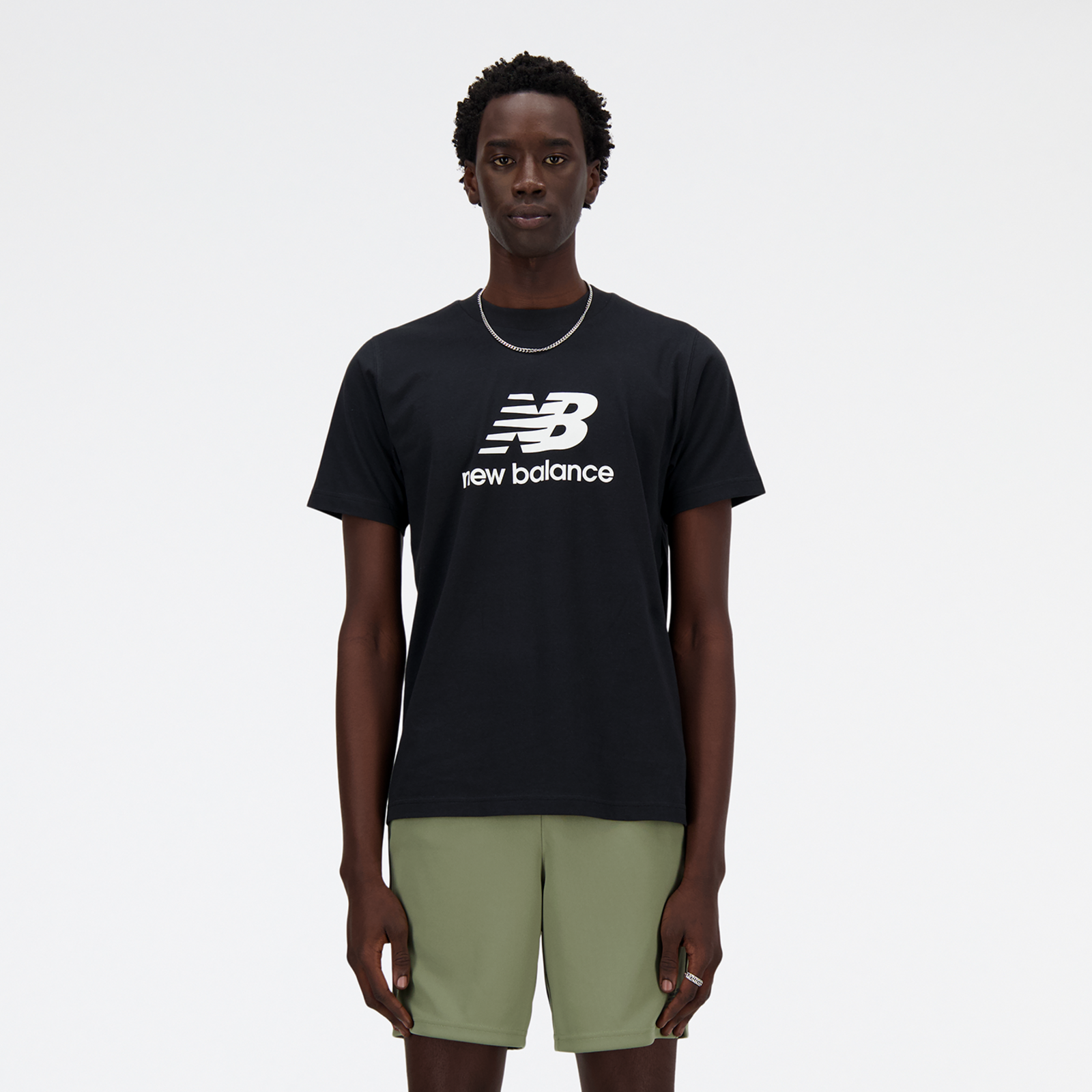 New Balance Sport Essentials Stacked Logo T-Shirt Regular Fit Herren, black, Grösse: XL