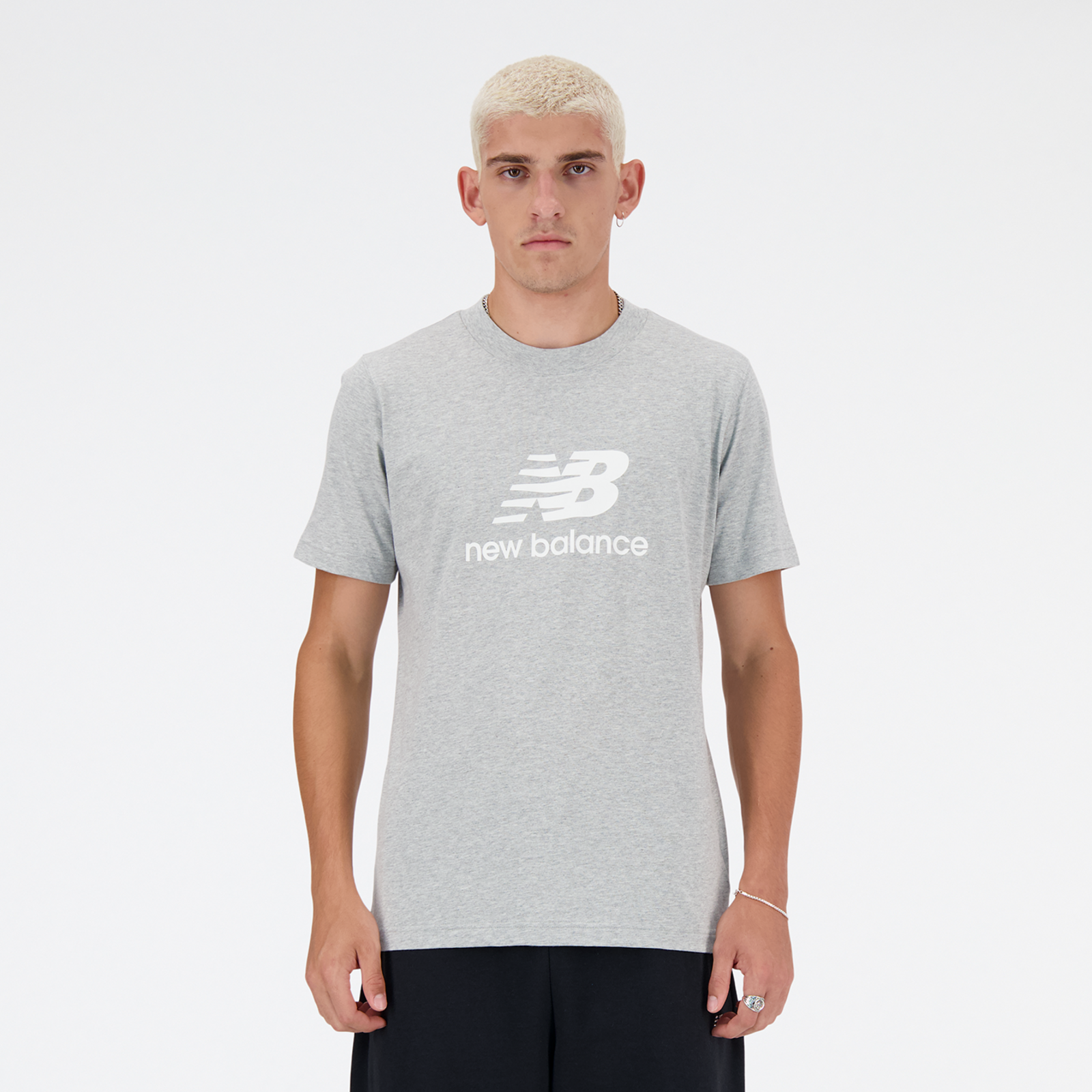 New Balance Sport Essentials Stacked Logo T-Shirt Regular Fit Herren, athletic grey, Grösse: XL