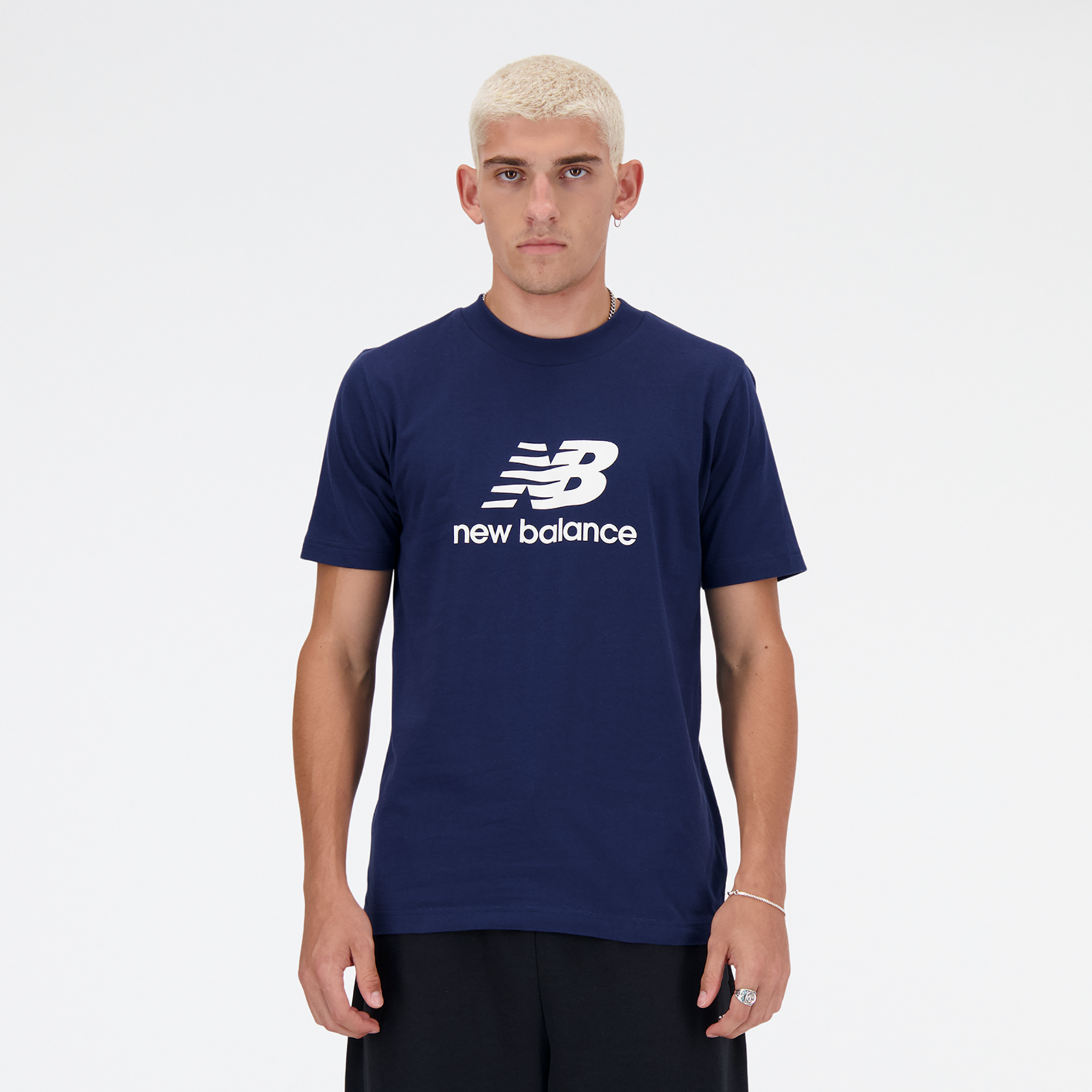 New Balance Sport Essentials Stacked Logo T-Shirt Regular Fit Herren, nb navy, Grösse: XXL