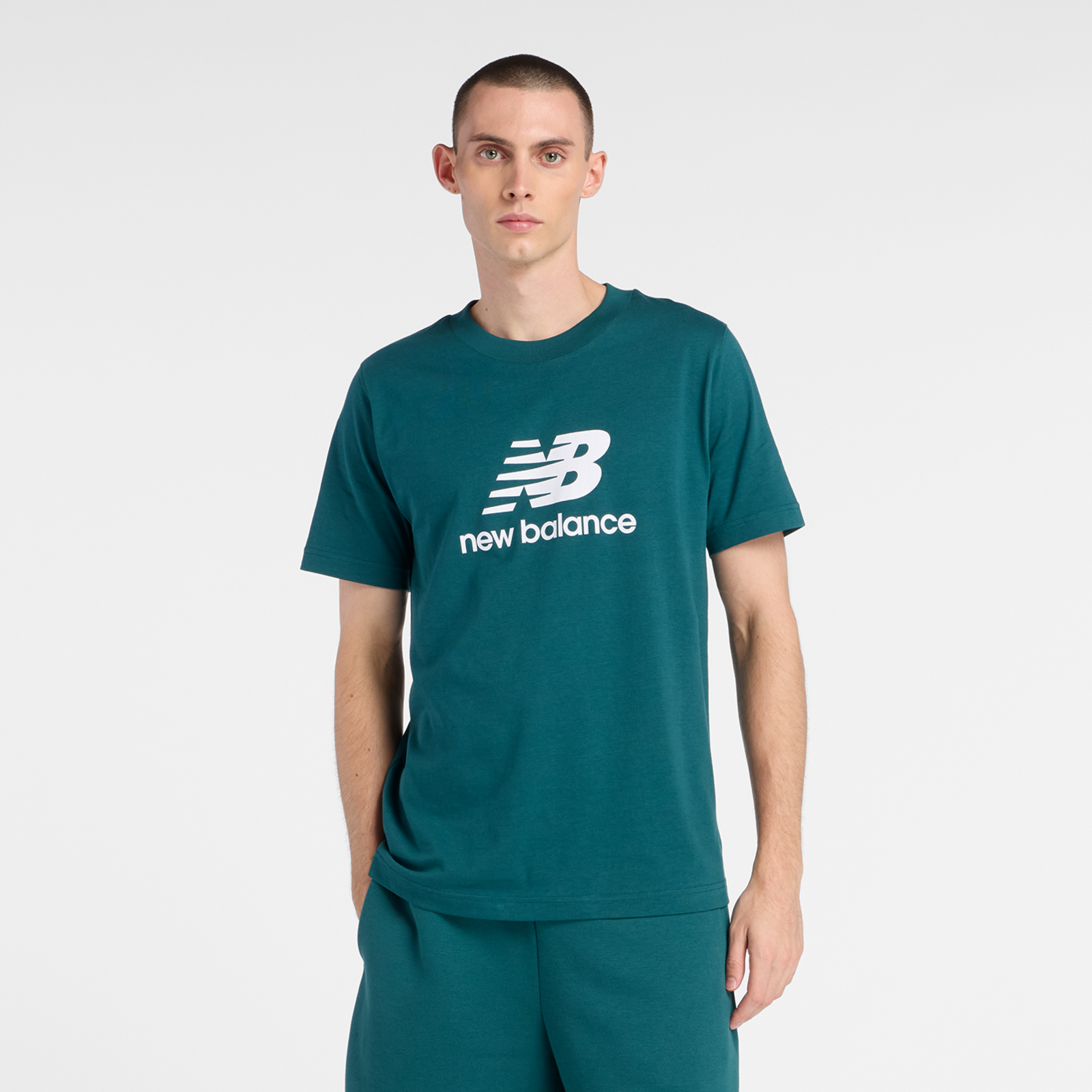 New Balance Sport Essentials Stacked Logo T-Shirt Regular Fit Herren, medusa green, Grösse: XXL