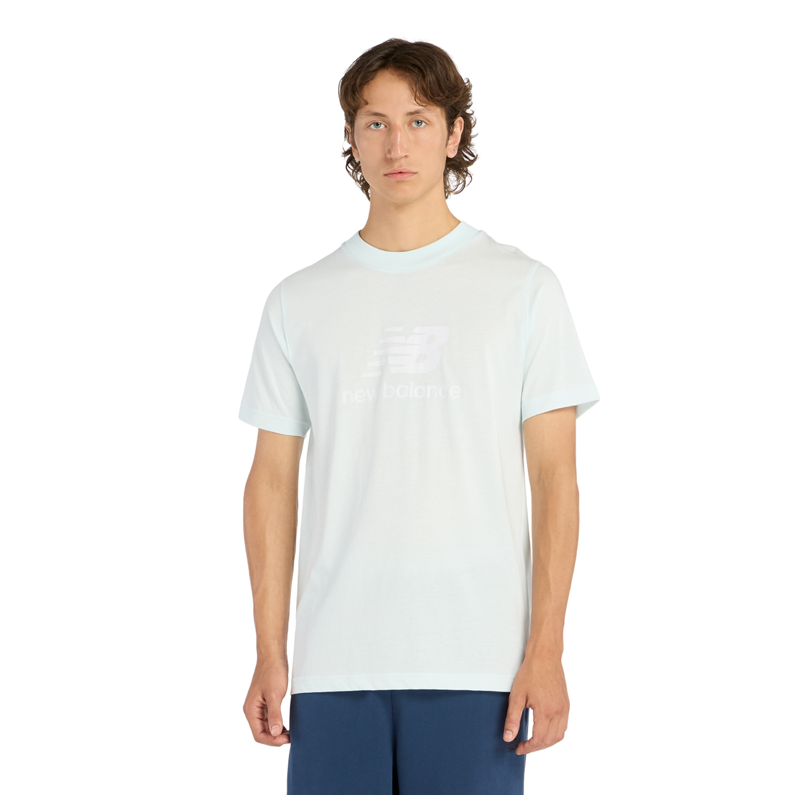 New Balance Sport Essentials Stacked Logo T-Shirt Regular Fit Herren, glint blue, Grösse: S