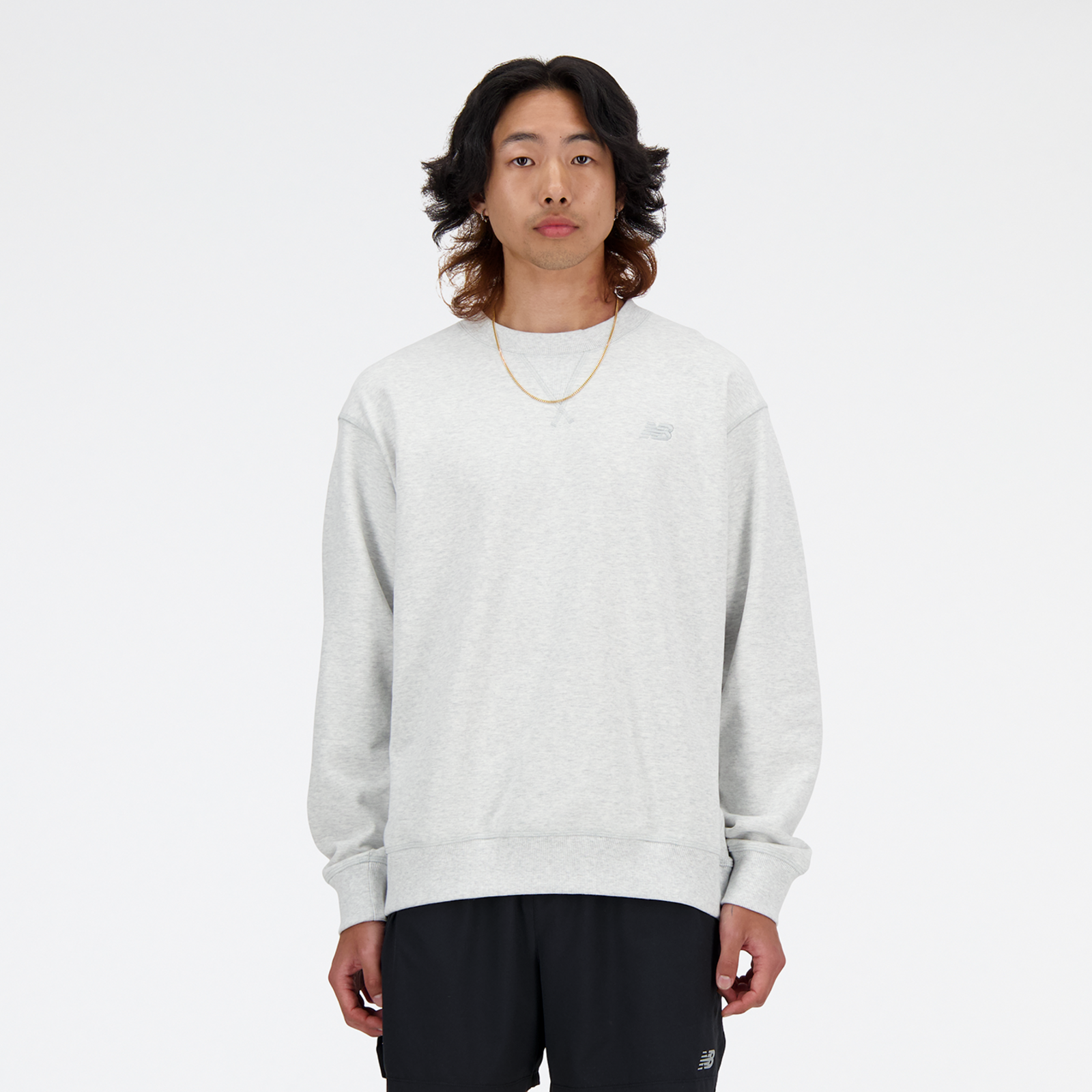 New Balance NB Athletics French Terry Crew Relaxed Fit Herren, ash heather, Grösse: XXL