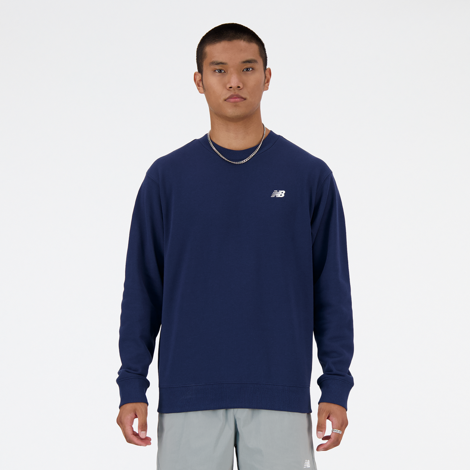 New Balance Sport Essentials Small Logo French Terry Crew Relaxed Fit Herren, nb navy, Grösse: XXL