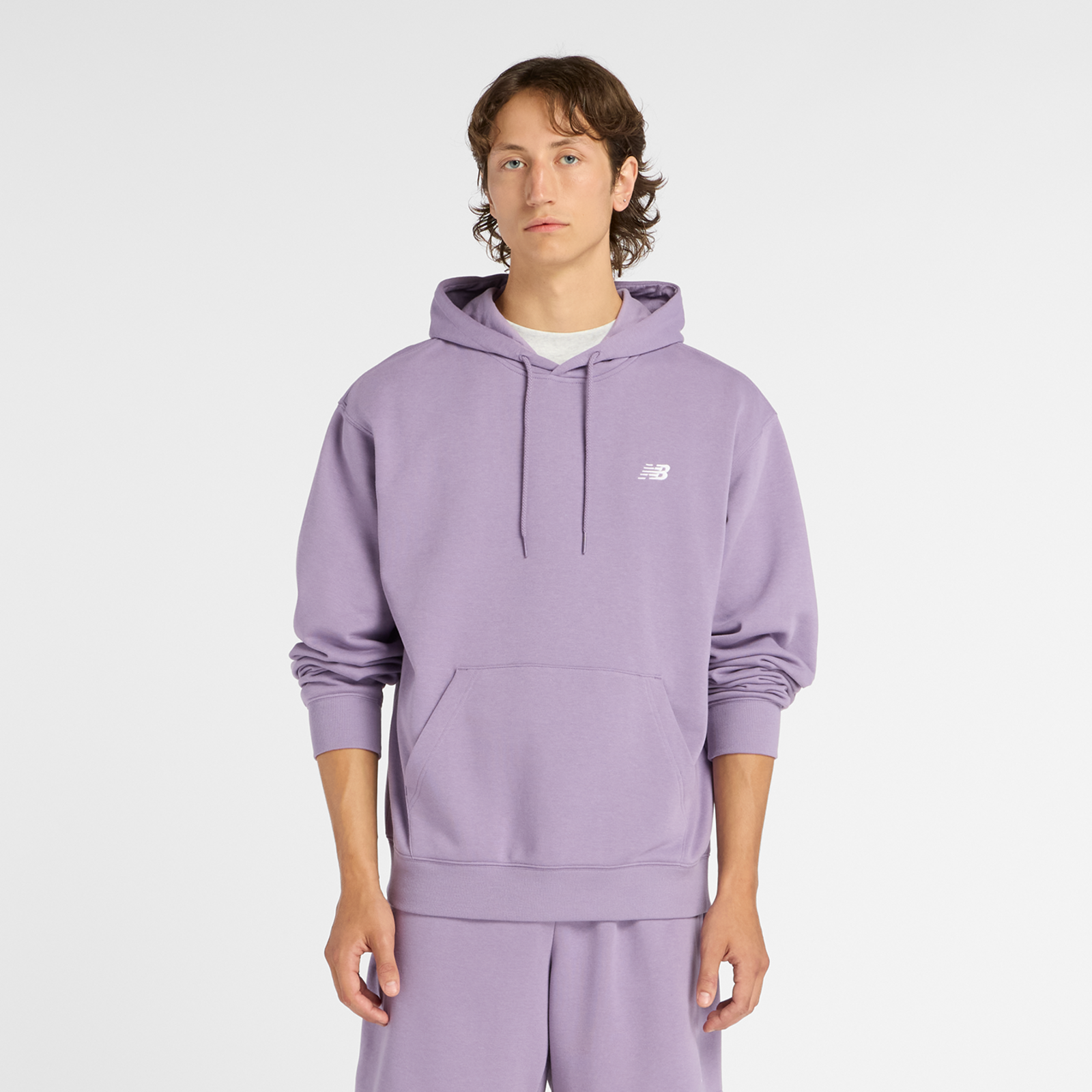 New Balance Sport Essentials Small Logo French Terry Hoodie Relaxed Fit Herren, candied violet, Grösse: XL