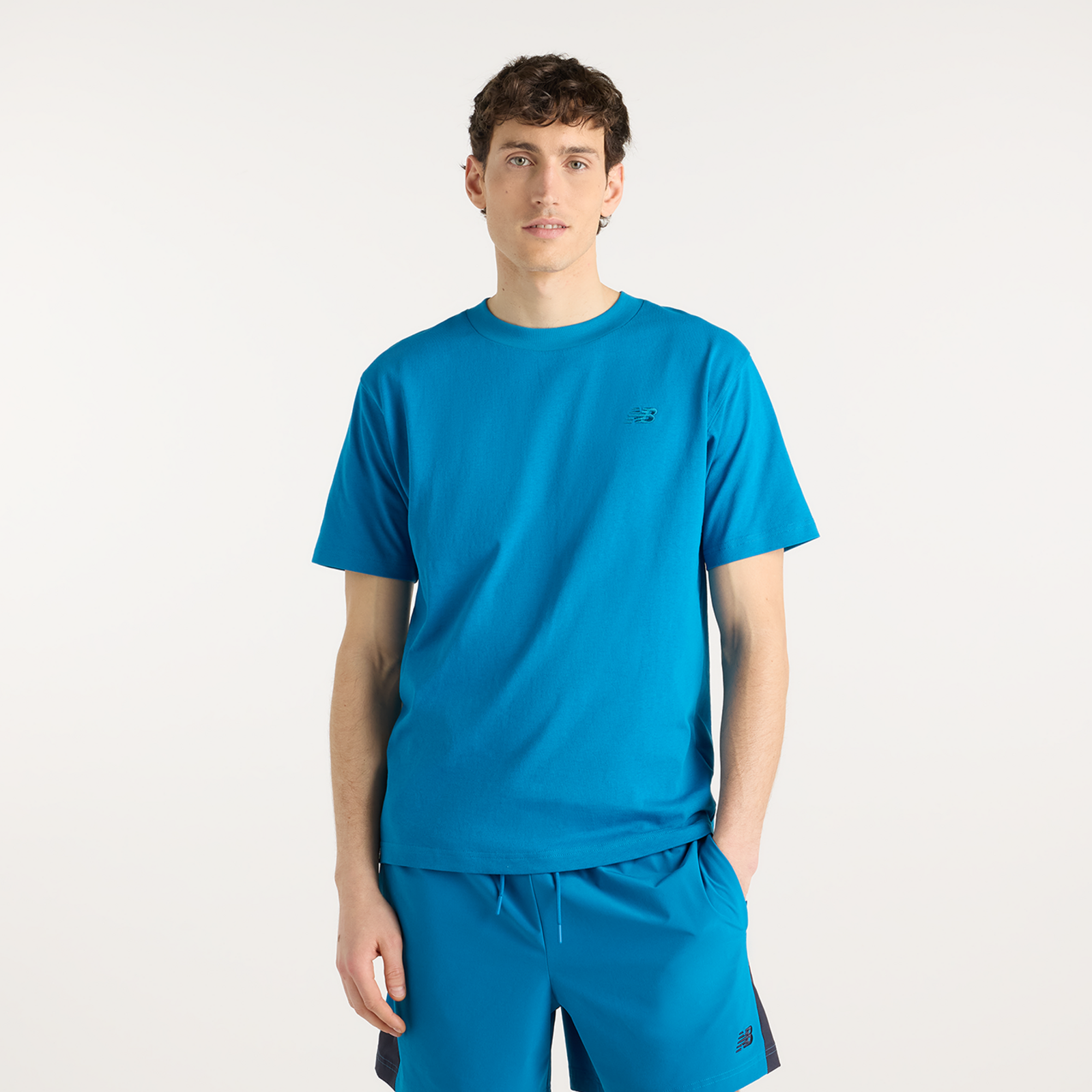 New Balance NB Athletics Cotton T-Shirt Relaxed Fit Herren, blau, Grösse: S