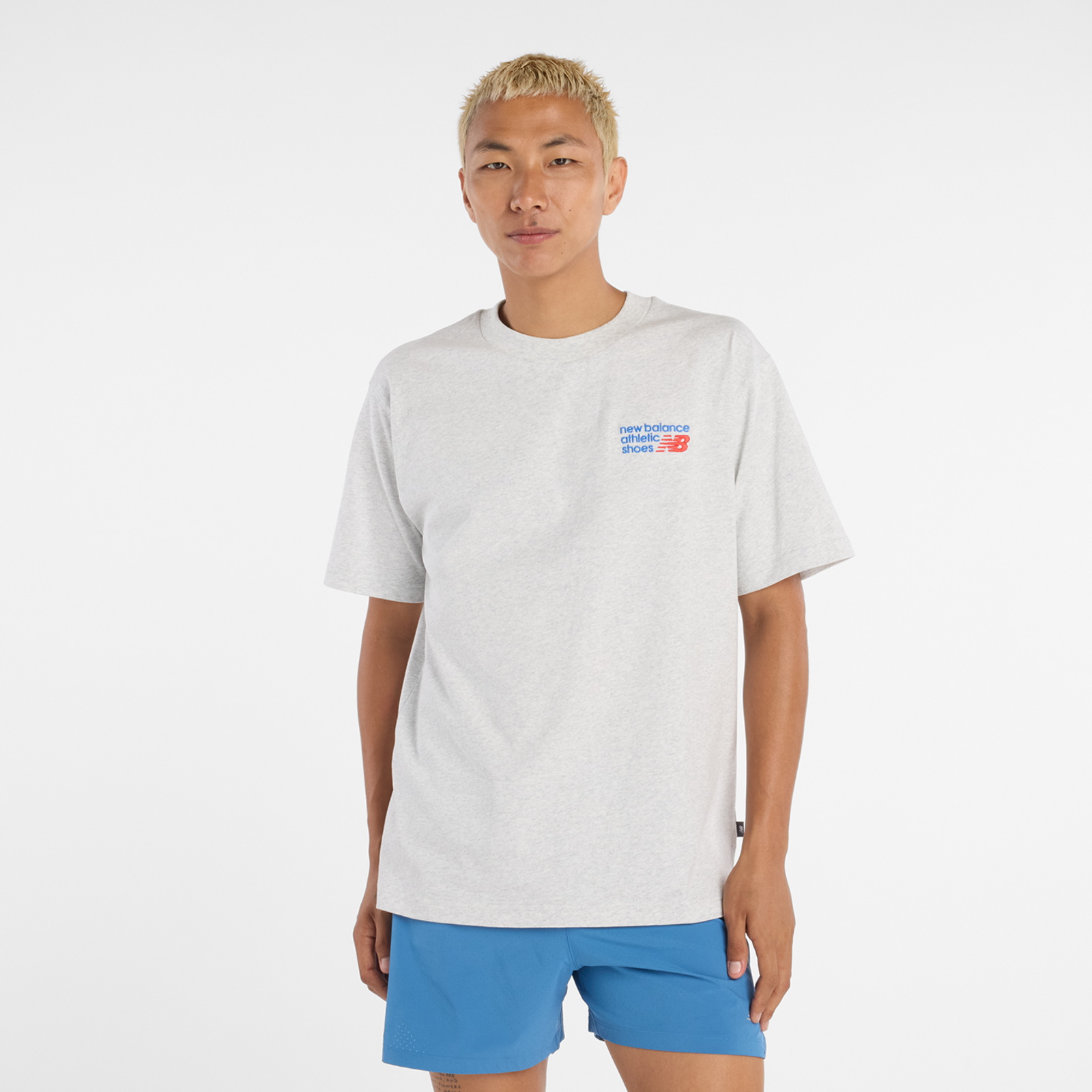 New Balance Athletics Premium Logo T-Shirt Relaxed Fit Herren, grau, Grösse: S