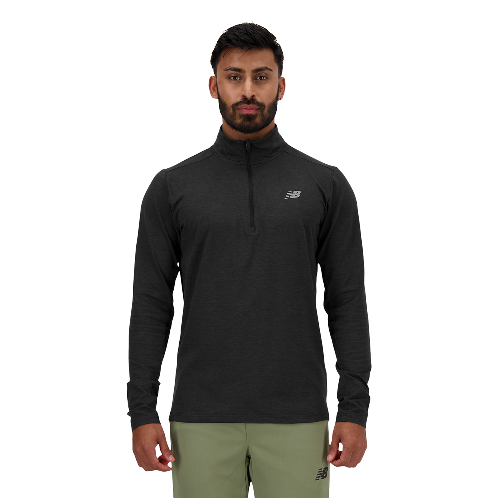 New Balance Space Dye 1/4 Zip Regular Fit Herren, black heather, Grösse: XXL