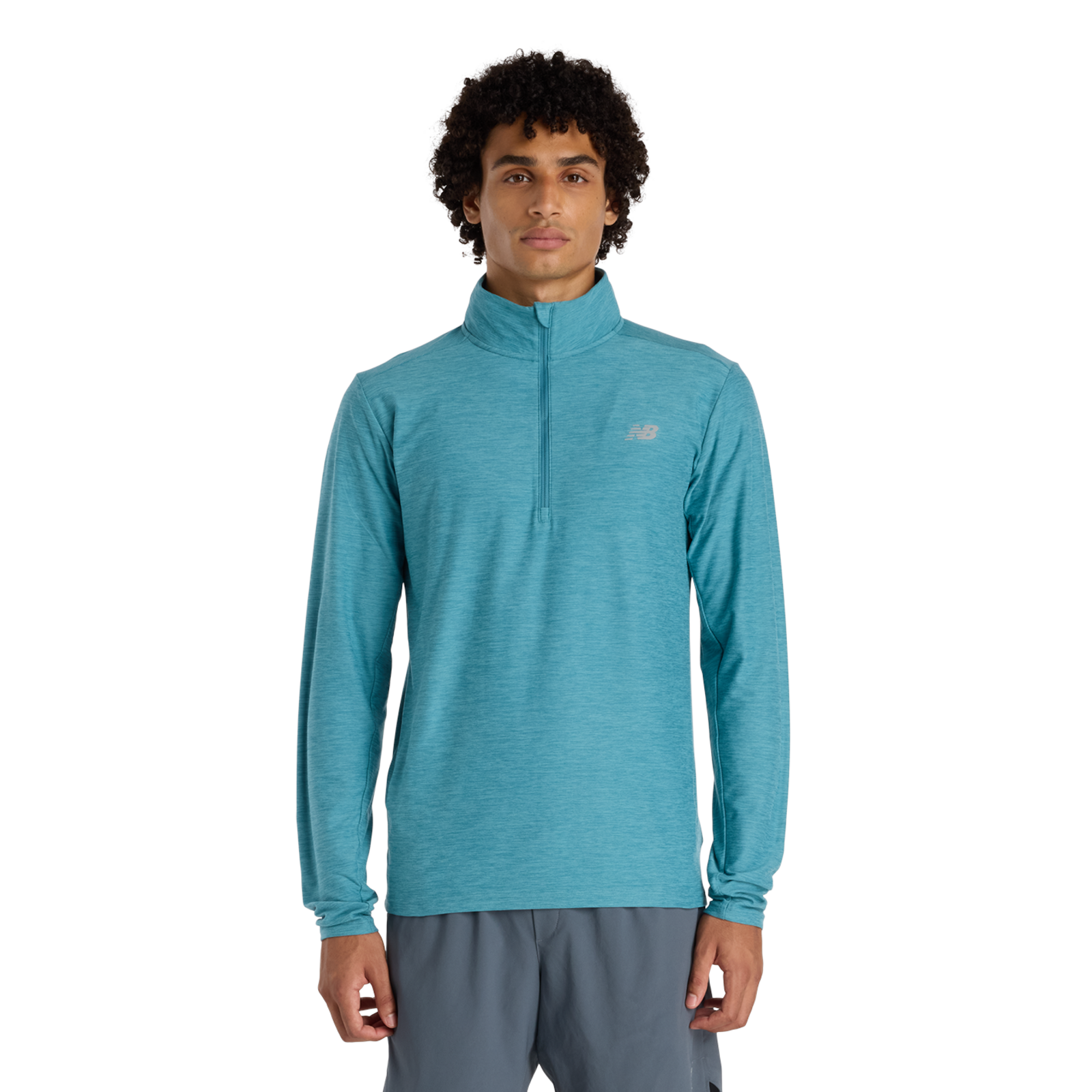 New Balance Space Dye 1/4 Zip Regular Fit Herren, big teal heather, Grösse: XXL