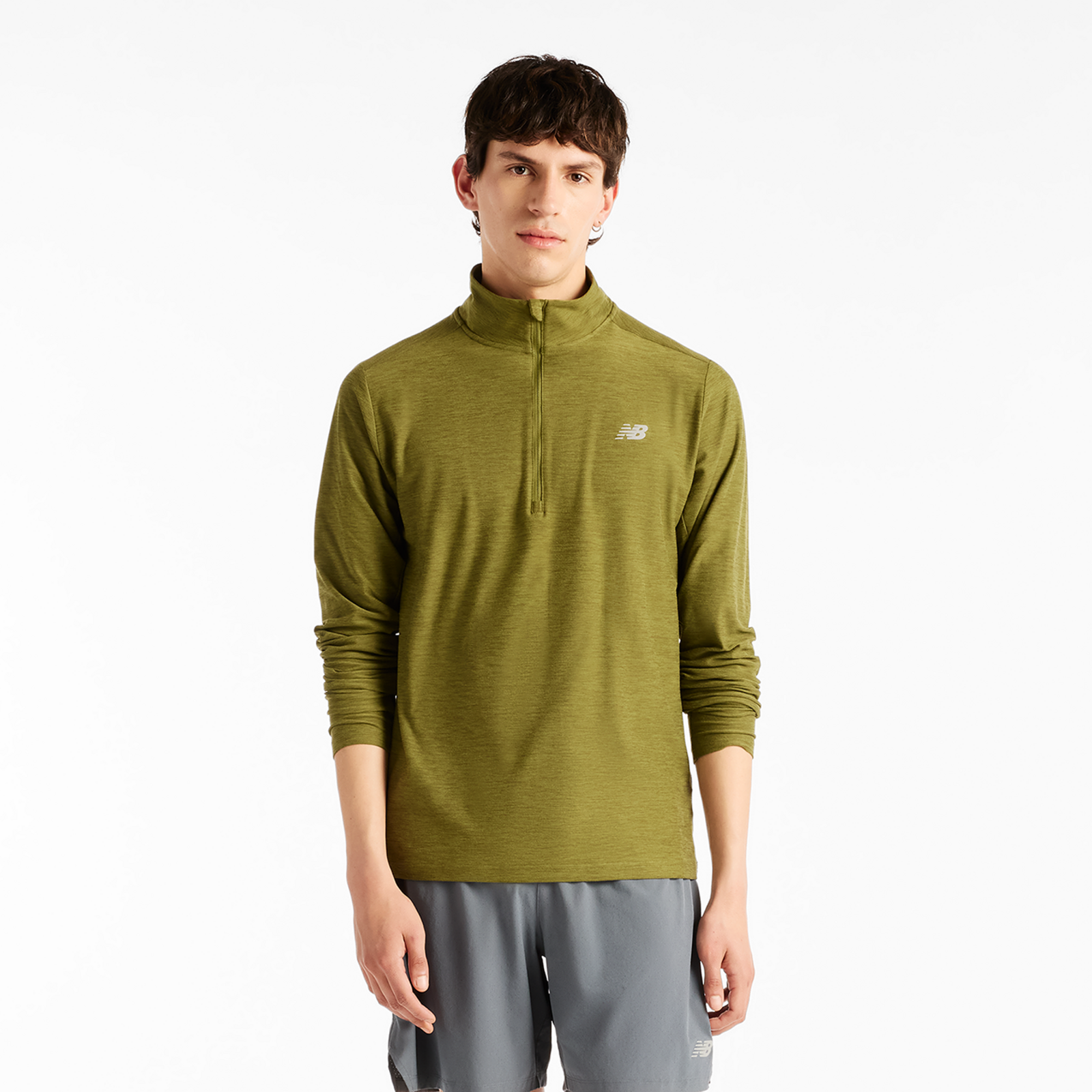 New Balance Space Dye 1/4 Zip Regular Fit Herren, grün, Grösse: S