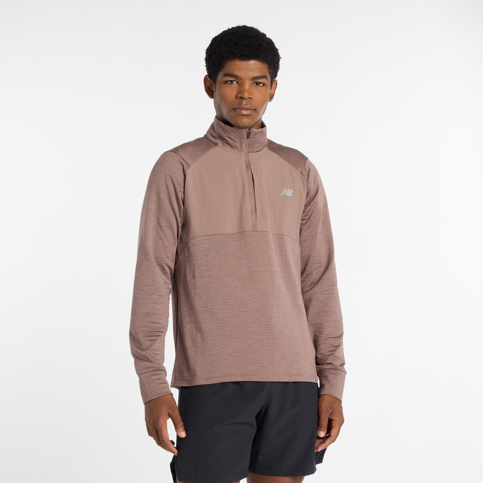 New Balance Athletics Heat Grid 1/2 Zip Regular Fit Herren, earth shadow heather, Grösse: XL