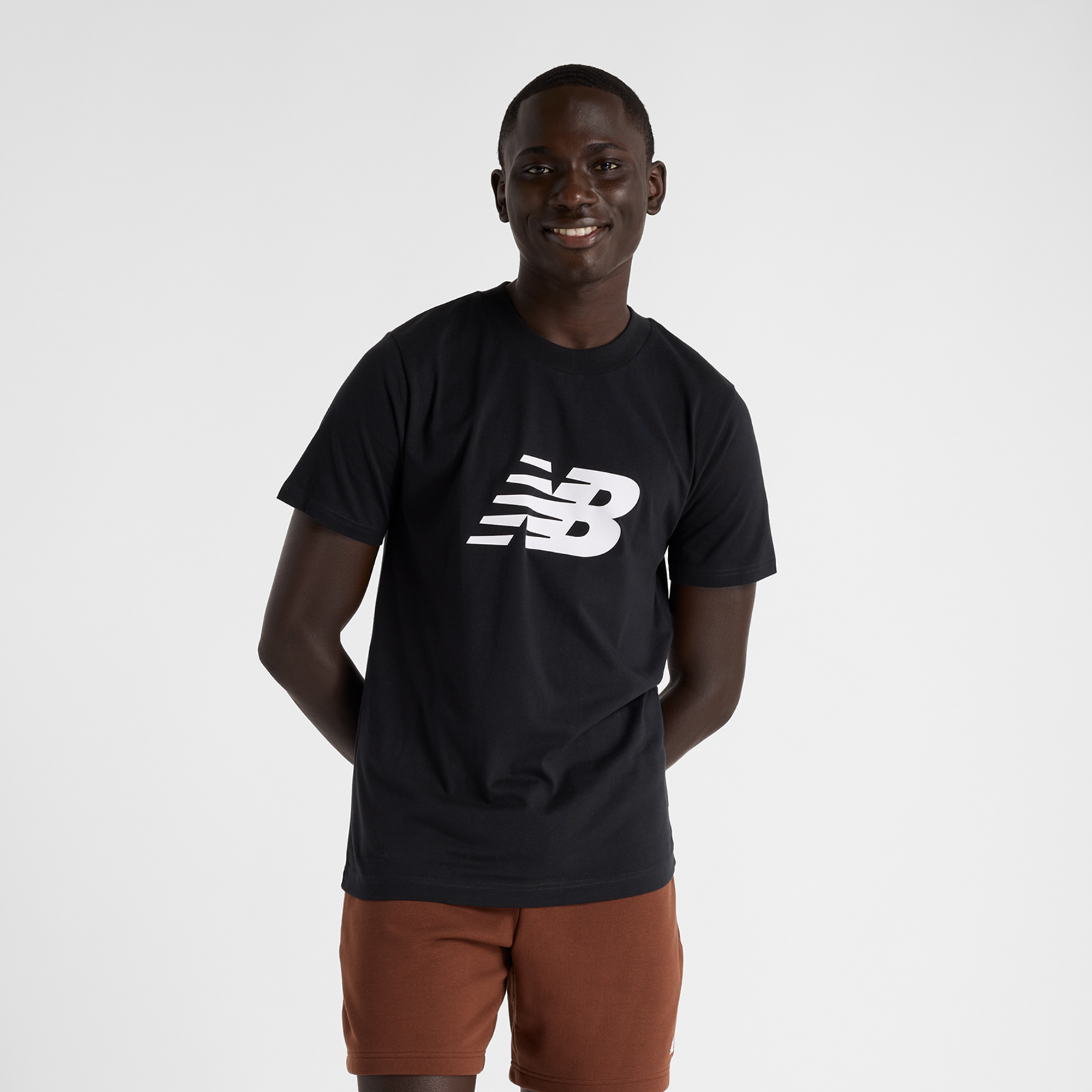 New Balance Sport Jersey Logo T-Shirt Regular Fit Herren, schwarz, Grösse: S