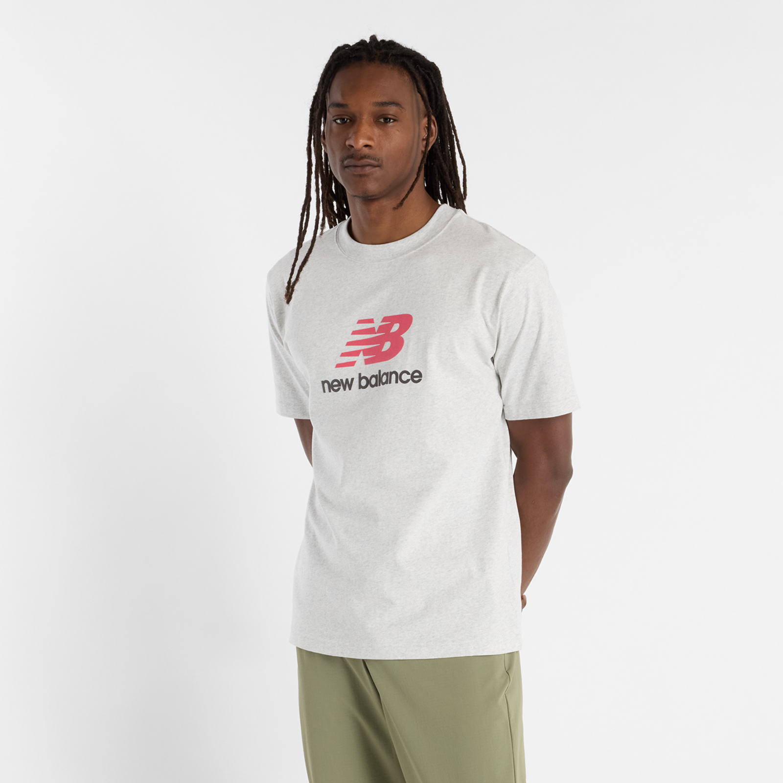 New Balance Athletics Logo T-Shirt Relaxed Fit Herren, grau, Grösse: S