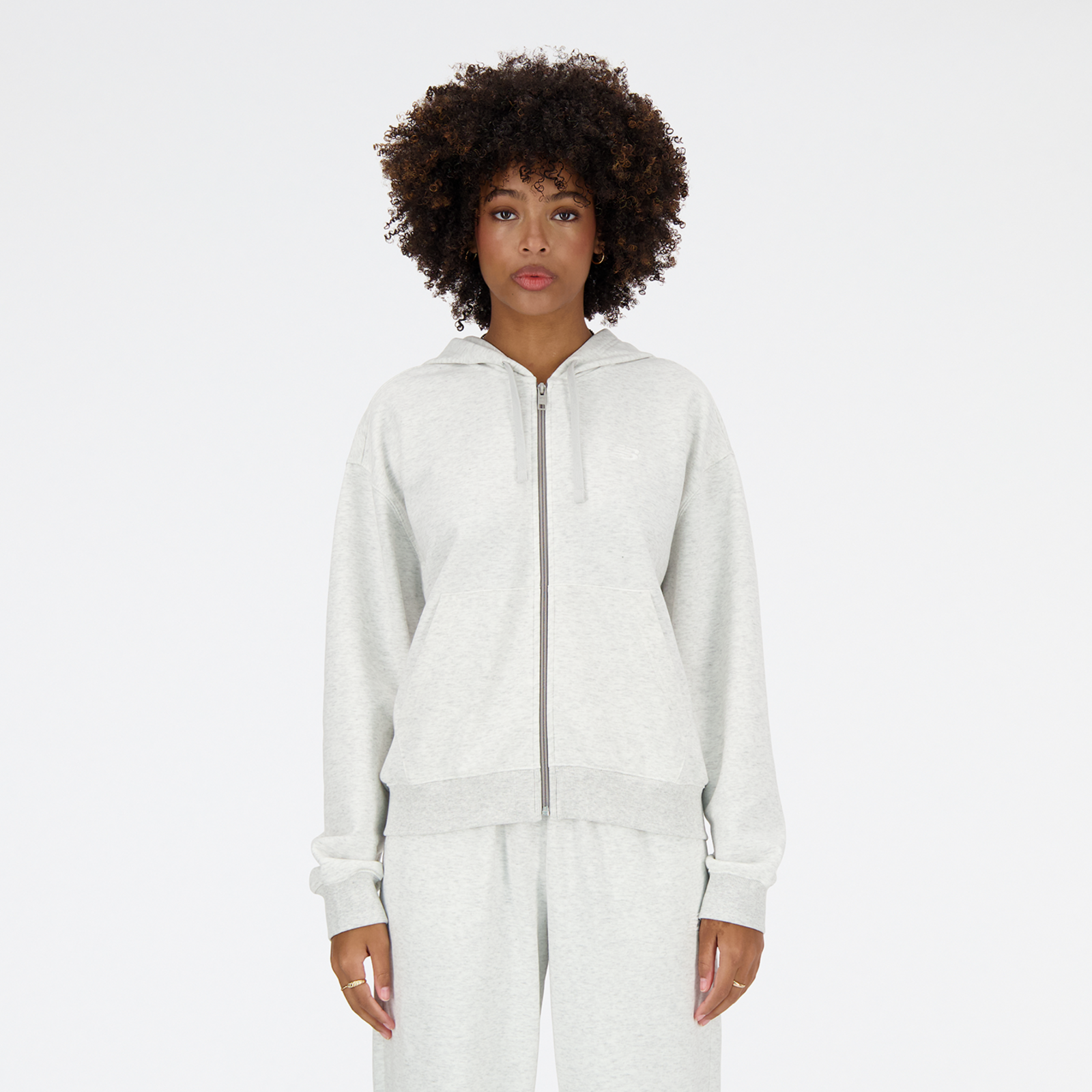 New Balance W New Balance French Terry Full Zip Hoodie Oversized Fit Damen, ash heather, Grösse: S
