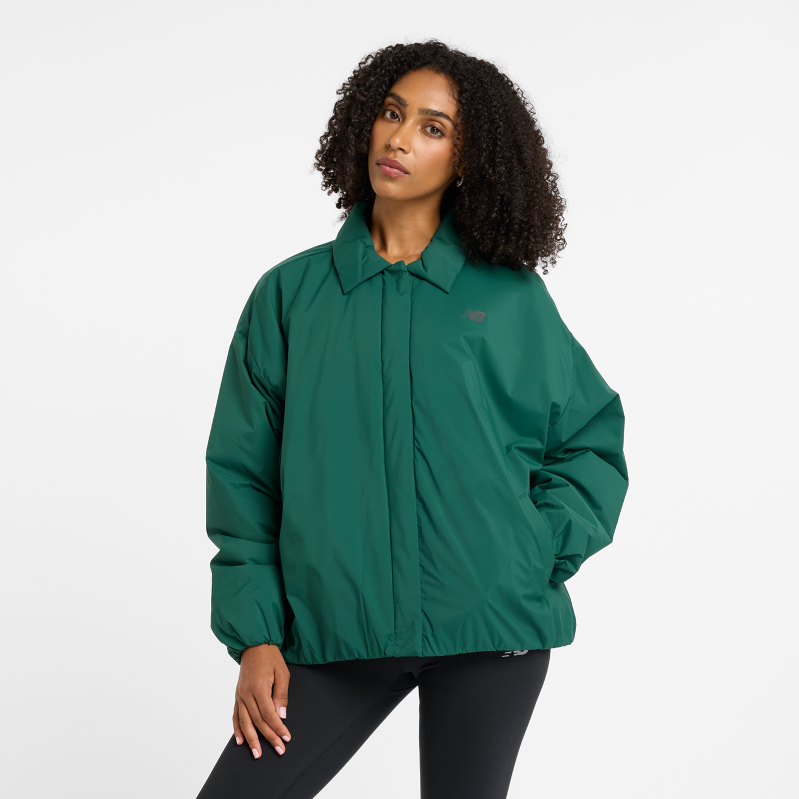 New Balance W Coaches Jacket Oversized Fit Damen, nightwatch green, Grösse: L