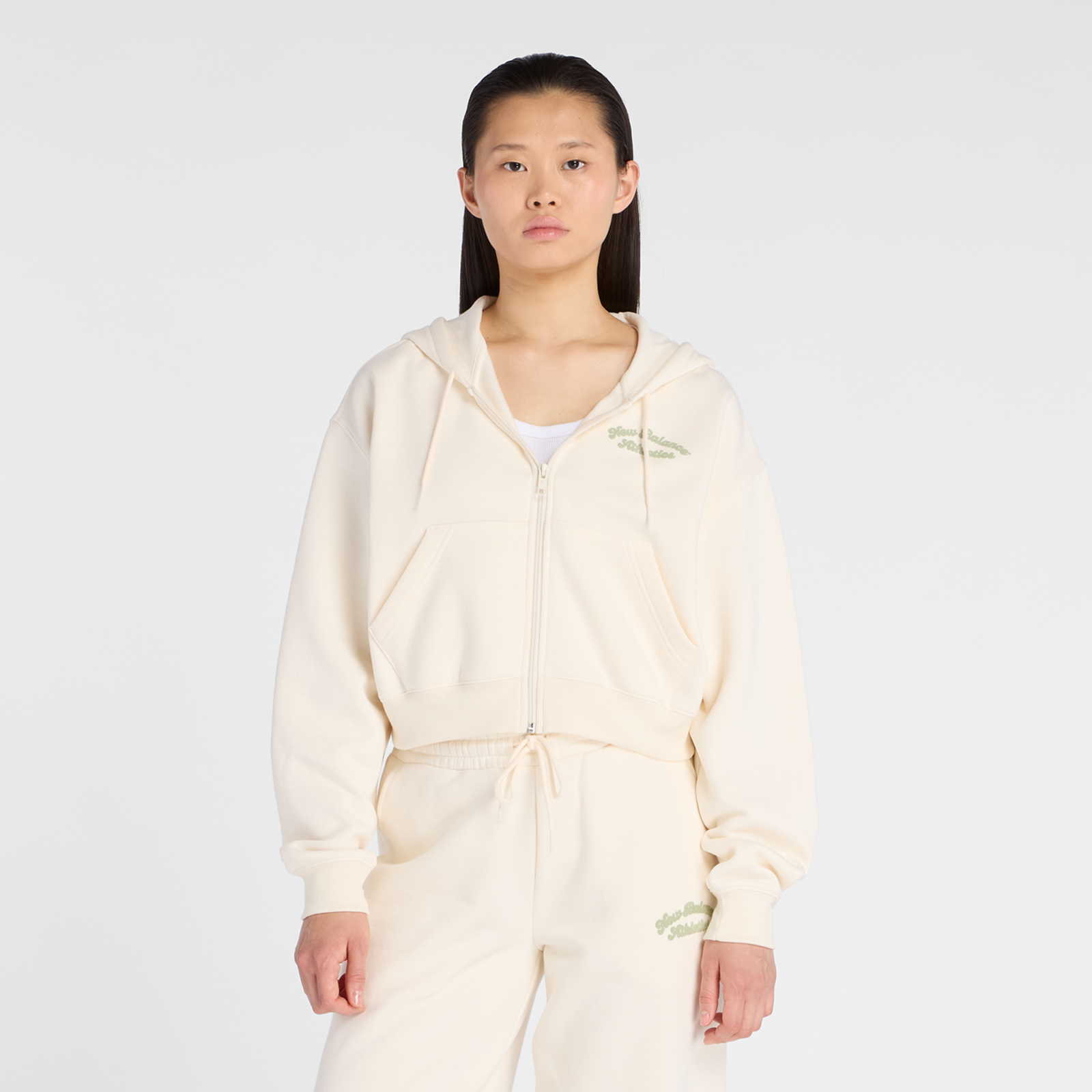 New Balance W Linear Heritage Fleece Full Zip  Damen, beige, Grösse: L