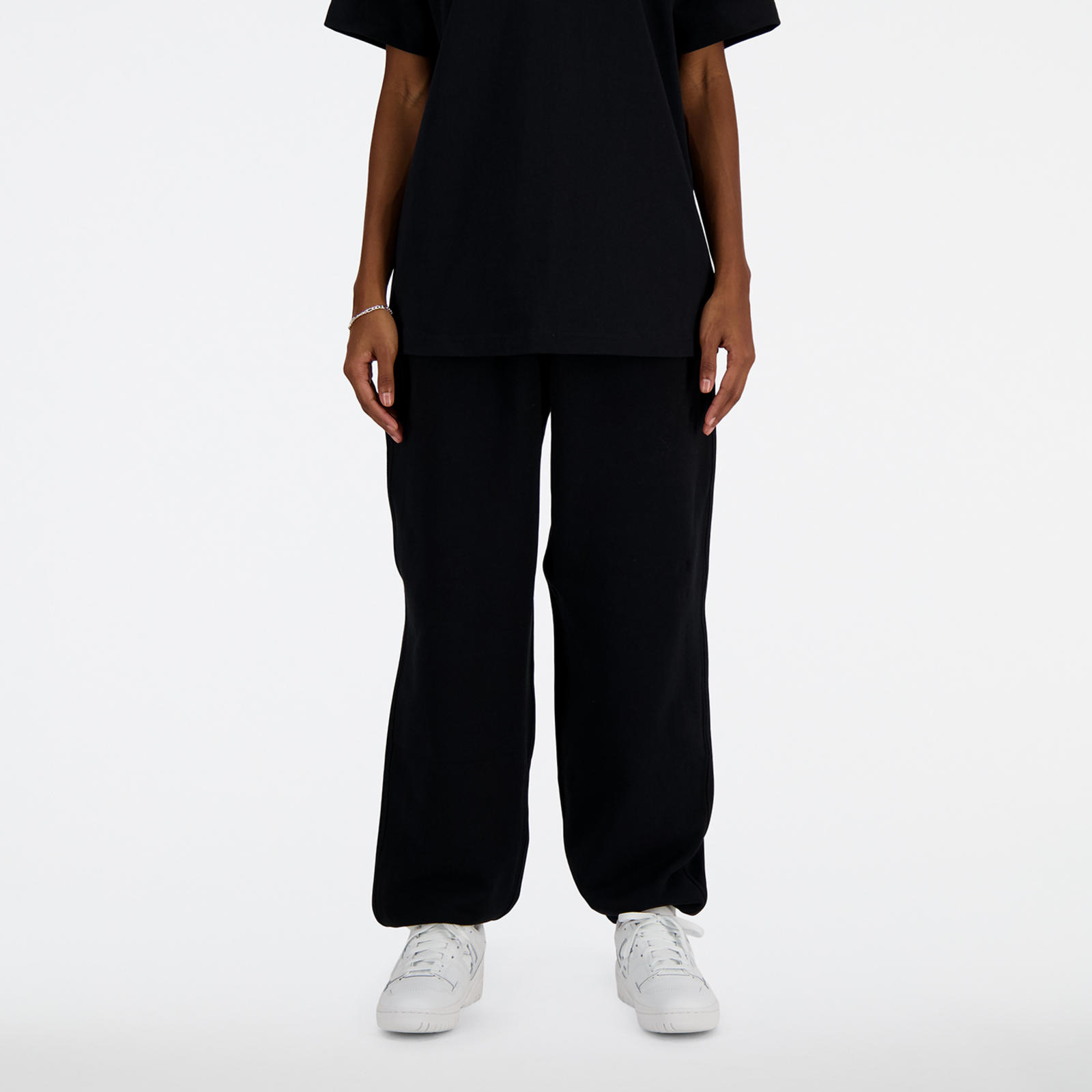 New Balance W NB Athletics French Terry Jogger Oversized Fit Damen, black, Grösse: L