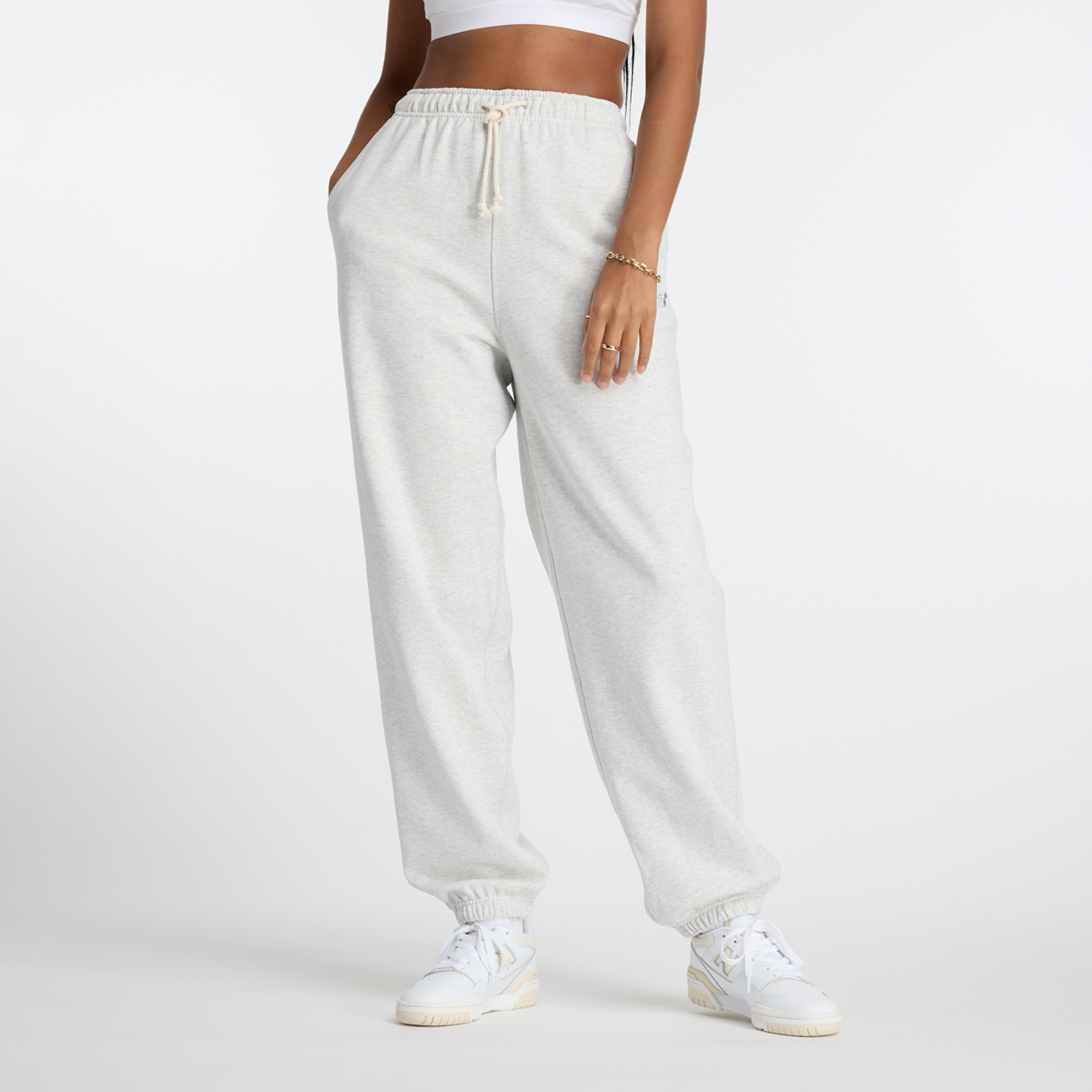 New Balance W NB Athletics French Terry Jogger Oversized Fit Damen, ash heather, Grösse: XL