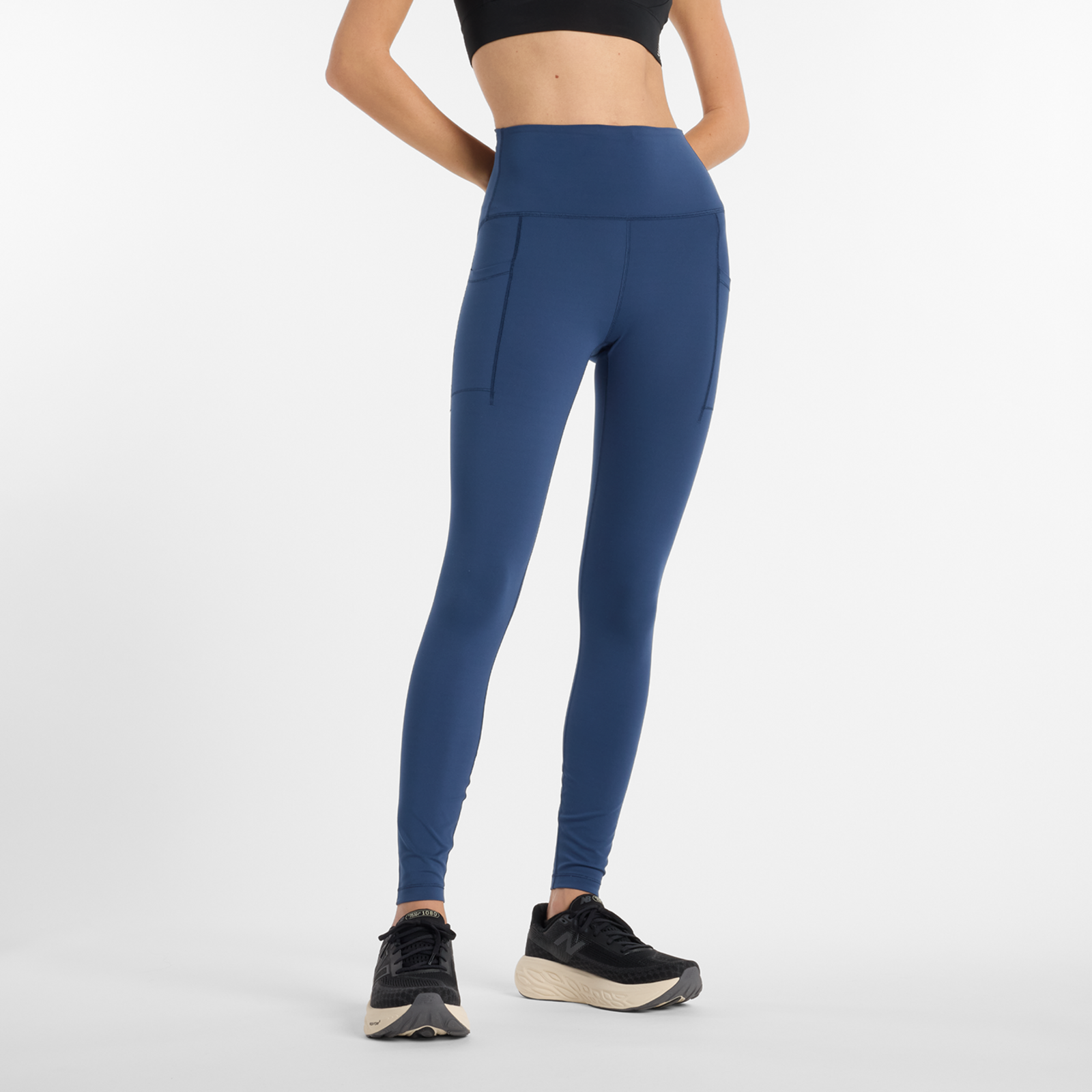 New Balance W NB Sleek Pocket High Rise Legging 27" Fitted Damen, nb navy, Grösse: L