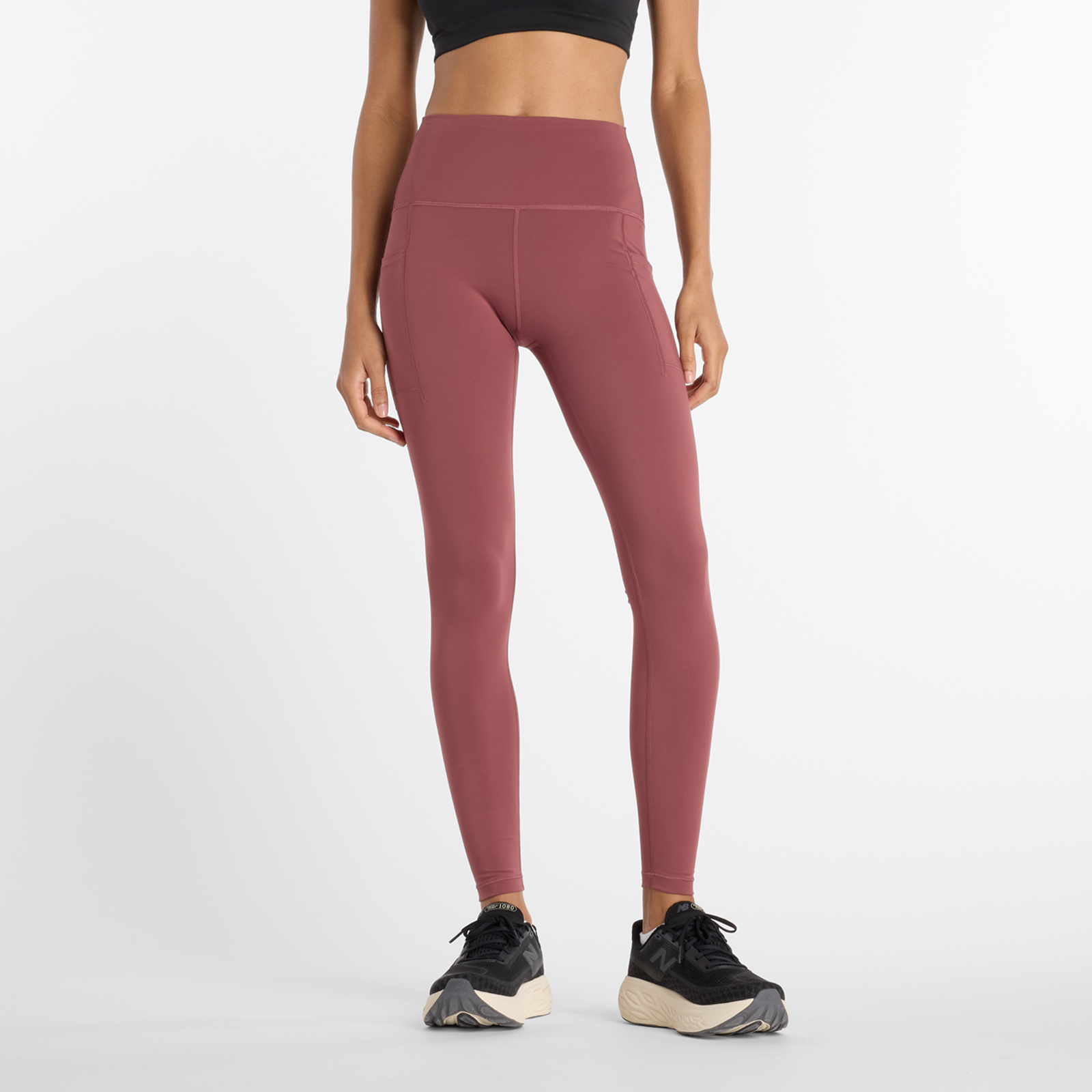 New Balance W NB Sleek Pocket High Rise Legging 27" Fitted Damen, washed burgundy, Grösse: L